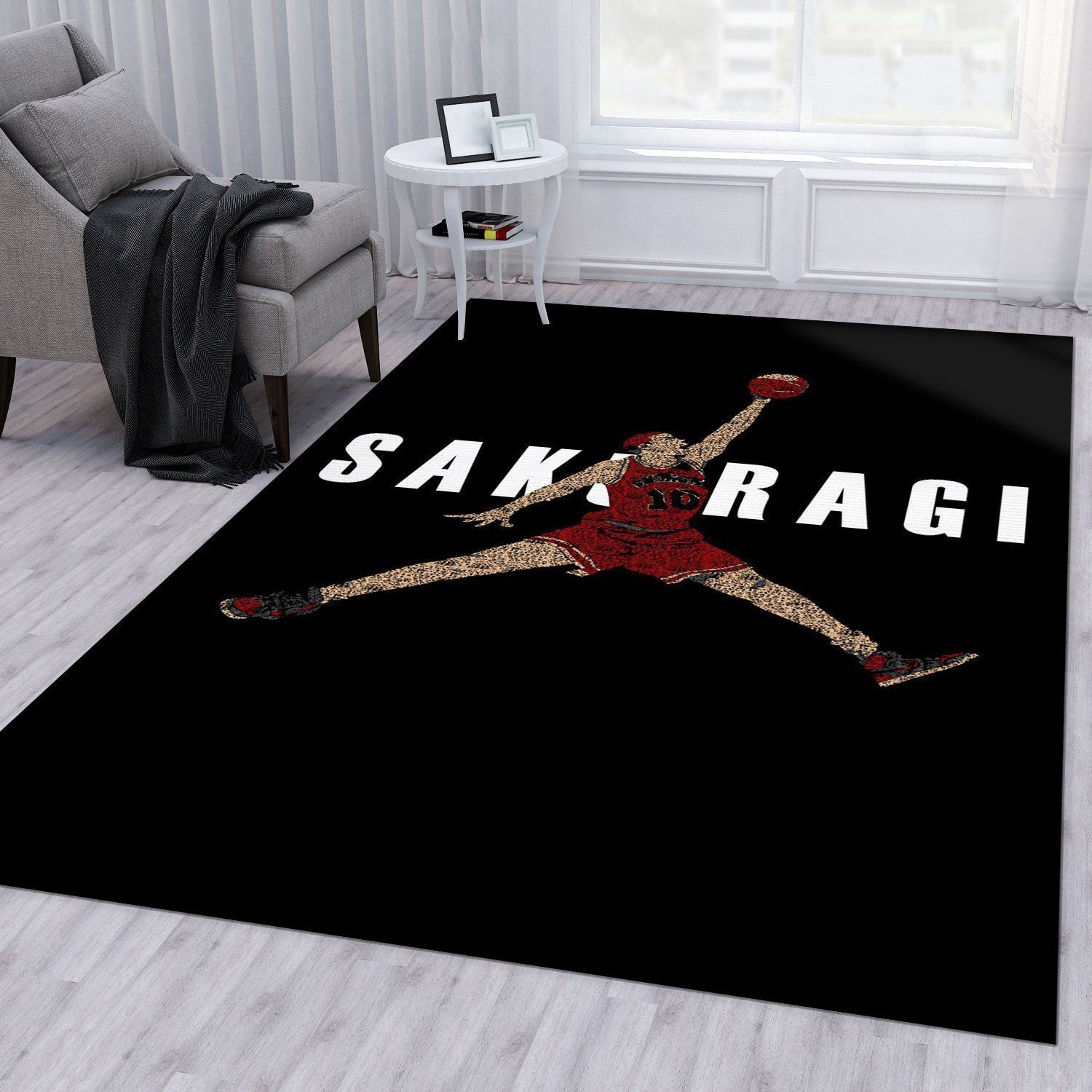 Sakuragi Jumpman Doodle Jordan Area Rug For Christmas Bedroom Rug US Gift Decor - Indoor Outdoor Rugs