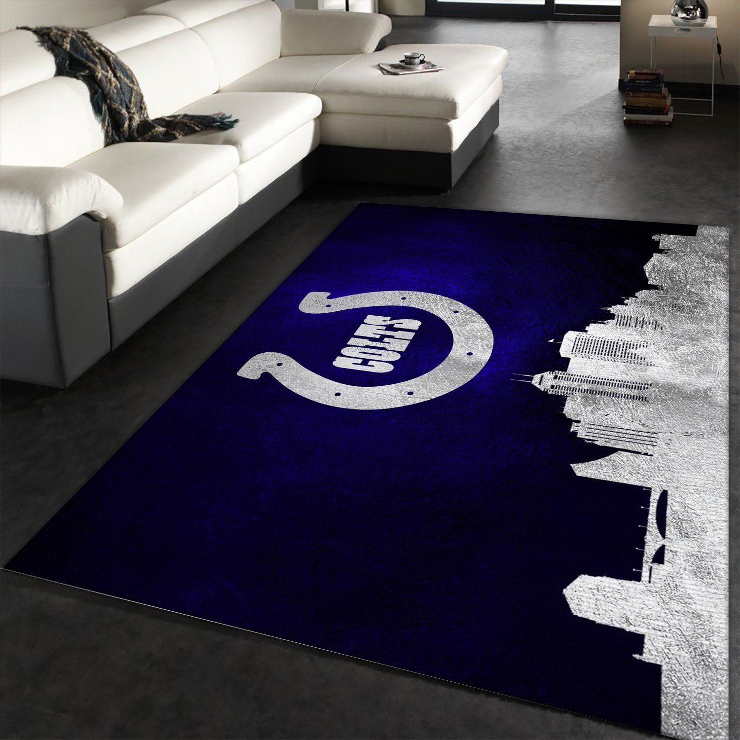 Indiana Colts Skyline NFL Area Rug Carpet, Living room and bedroom Rug, Home Decor Floor Decor - Indoor Outdoor Rugs