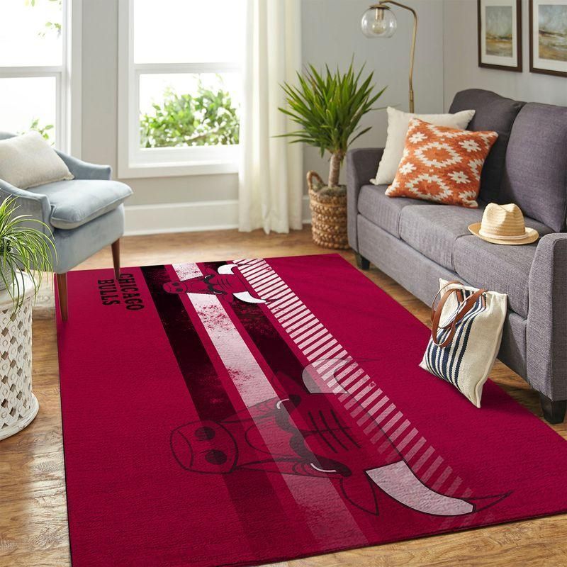 Chicago Bulls Nba Team Logo Rug Room Carpet Custom Area Floor Home Decor - Indoor Outdoor Rugs