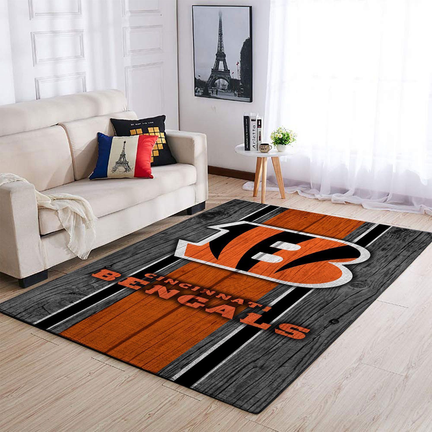 Cincinnati Bengals Nfl Team Logo Wooden Style Style Nice Gift Home Decor Rectangle Area Rug - Indoor Outdoor Rugs