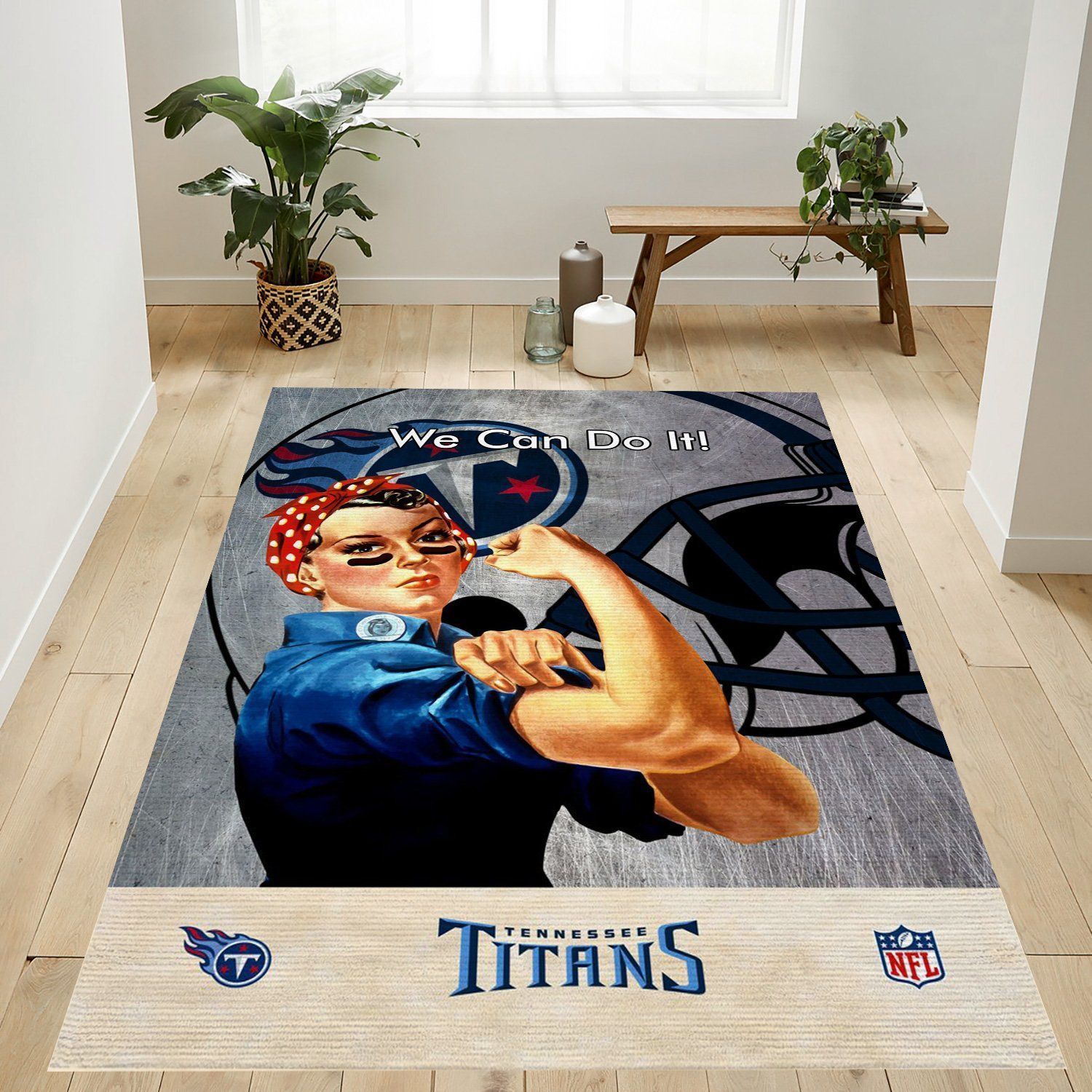 Tennessee Titans White Nfl Team Logo Rug Living Room Rug Home Decor Floor Decor - Indoor Outdoor Rugs