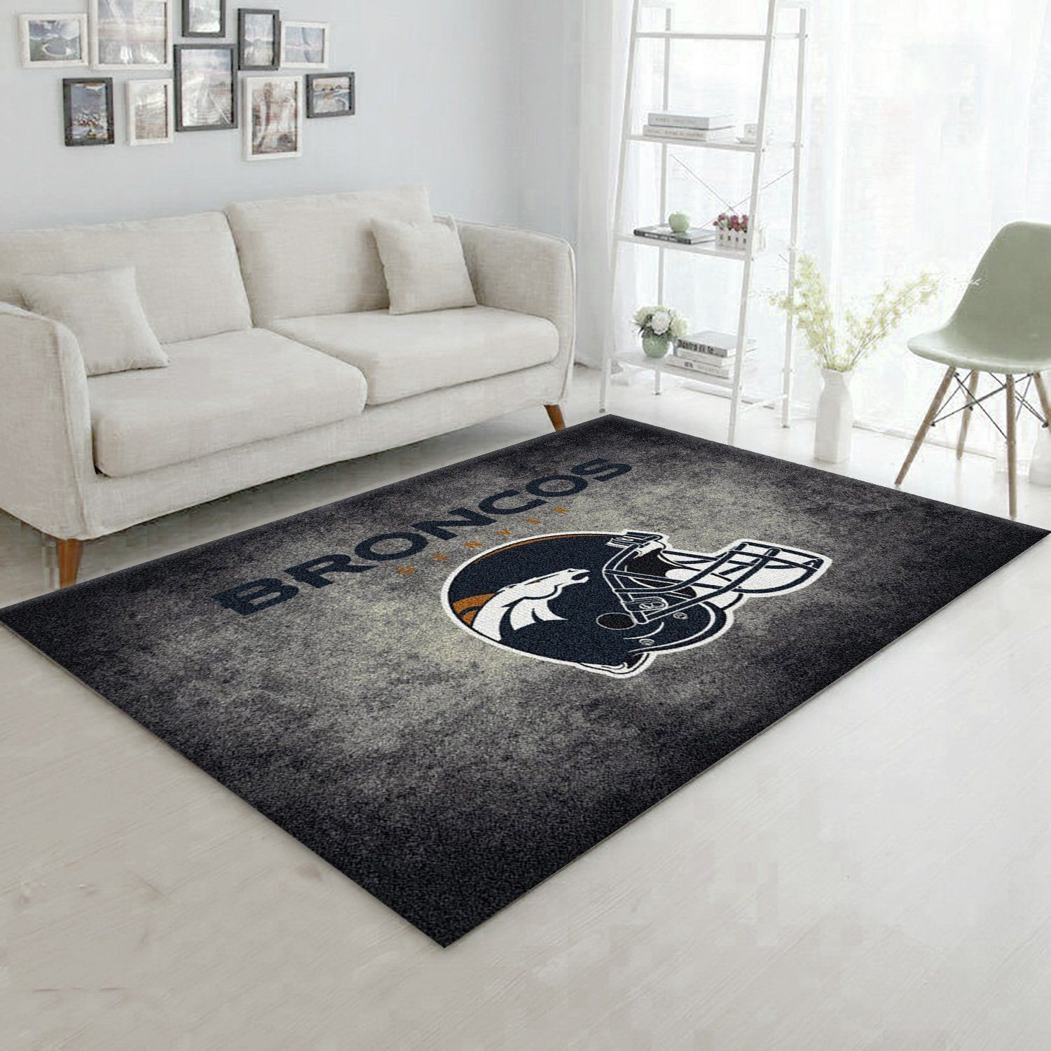 Milliken Nfl Distressed Helmet Denver Broncos Area Rug Team Logo Area Rug, Bedroom Rug, Home Decor Floor Decor - Indoor Outdoor Rugs