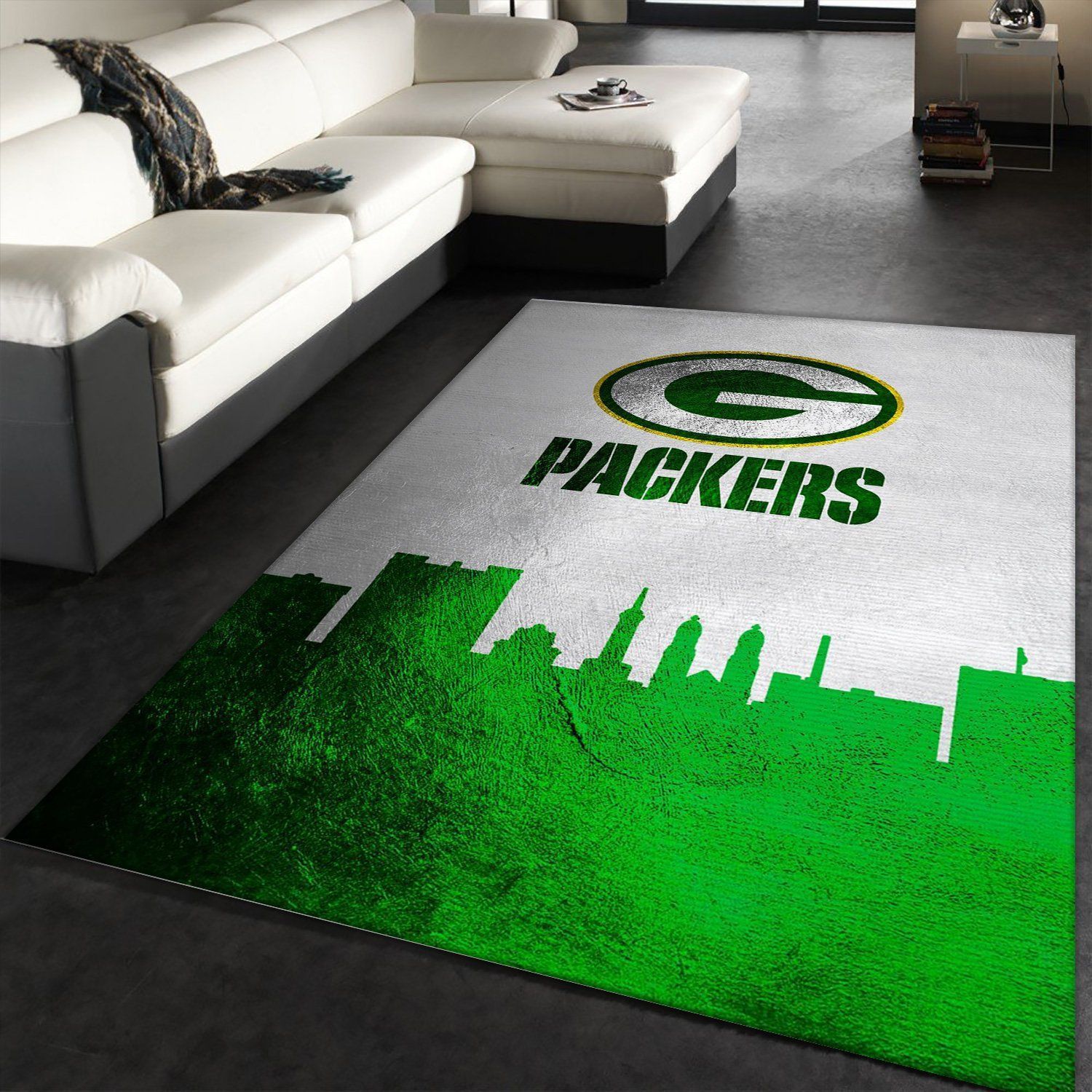 Green Bay Packers Skyline NFL Team Logos Area Rug, Living room and bedroom Rug, Home Decor Floor Decor - Indoor Outdoor Rugs