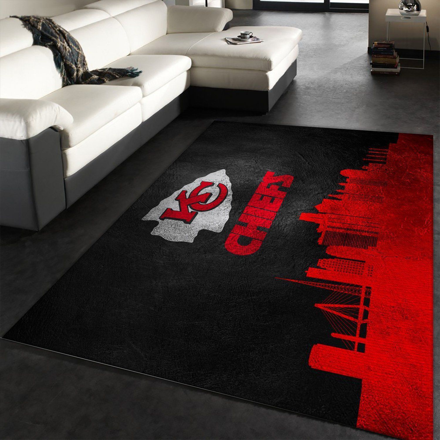 Kansas City Chiefs Skyline NFL Area Rug For Christmas, Bedroom, Family Gift US Decor - Indoor Outdoor Rugs