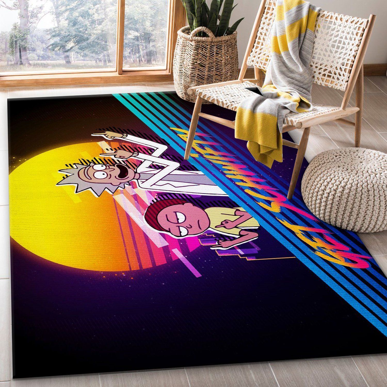 Rick And Morty Retro Noel Gift Rug Bedroom Rug Home Decor Floor Decor - Indoor Outdoor Rugs