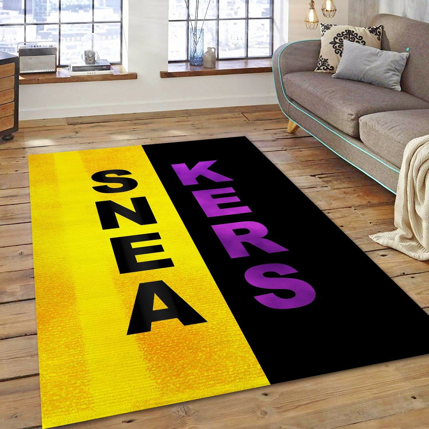 Sneaker Head Laker , Bedroom Rug - US Gift Decor - Indoor Outdoor Rugs