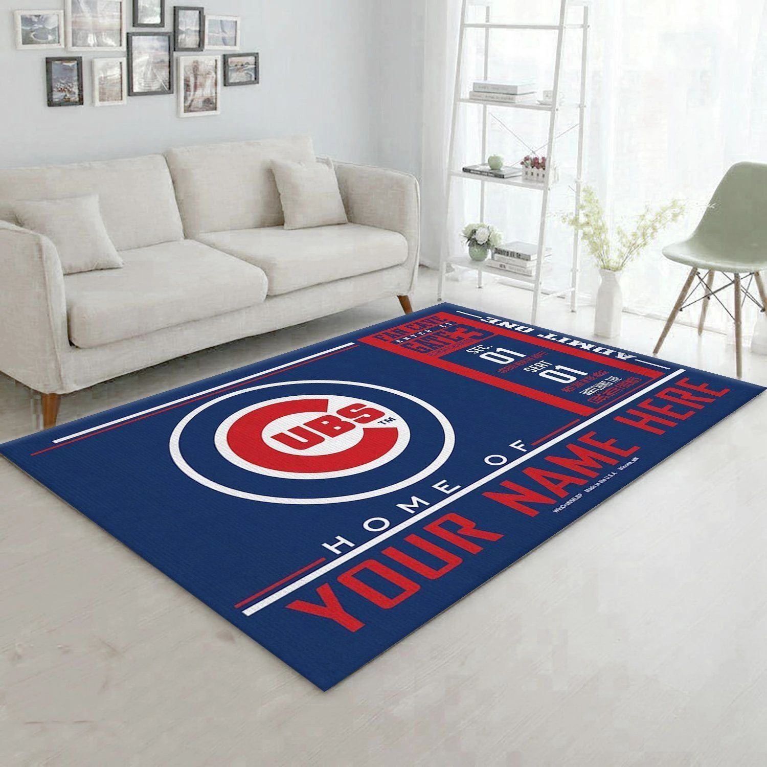 Customizable Chicago Cubs Wincraft Personalized MLB Area Rug Carpet, Kitchen Rug, US Gift Decor - Indoor Outdoor Rugs