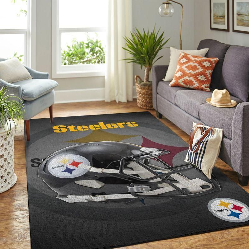 Pittsburgh Steelers Nfl Team Logo Helmet Rug Room Carpet Custom Area Floor Home Decor - Indoor Outdoor Rugs