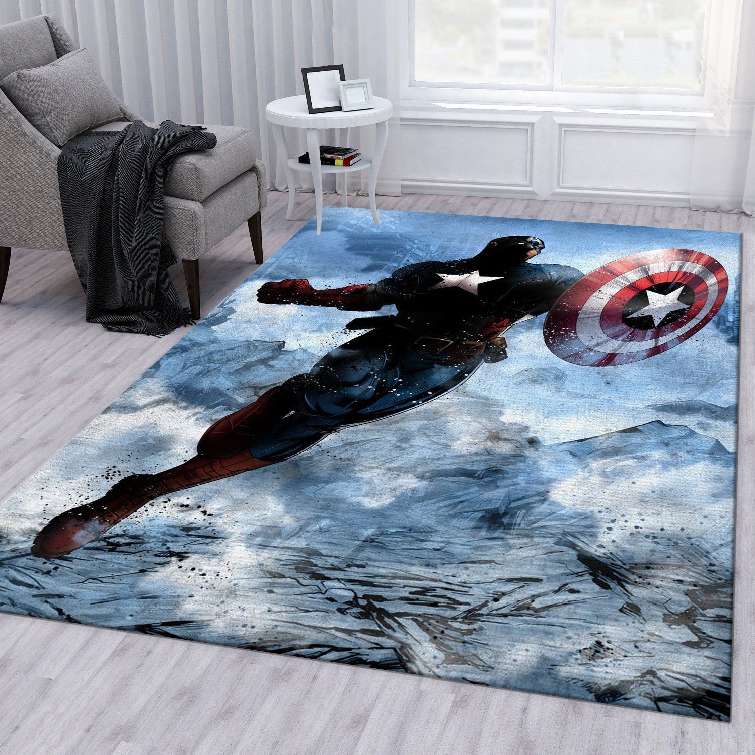 Captain America Rug Bedroom Rug US Gift Decor - Indoor Outdoor Rugs