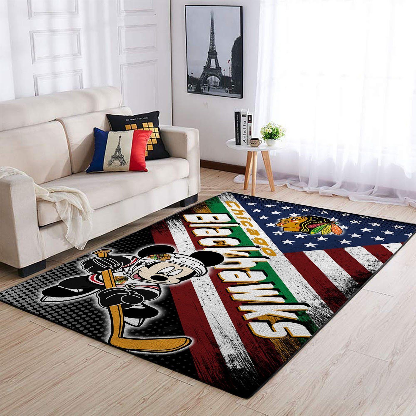 Chicago Blackhawks Nhl Team Logo Mickey Us Style Nice Gift Home Decor Rectangle Area Rug - Indoor Outdoor Rugs