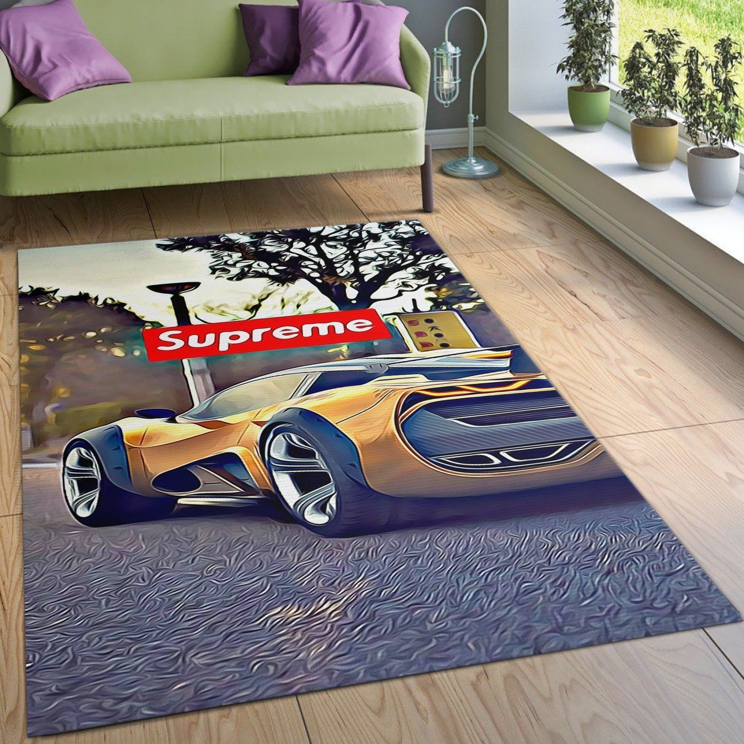 Supreme Car Lamborghini Area Rug Living Room Rug US Gift Decor - Indoor Outdoor Rugs