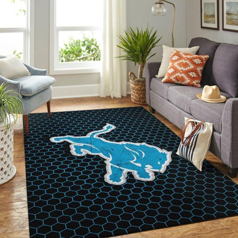 Detroit Lions Nfl Rug Room Carpet Sport Custom Area Floor Home Decor - Indoor Outdoor Rugs