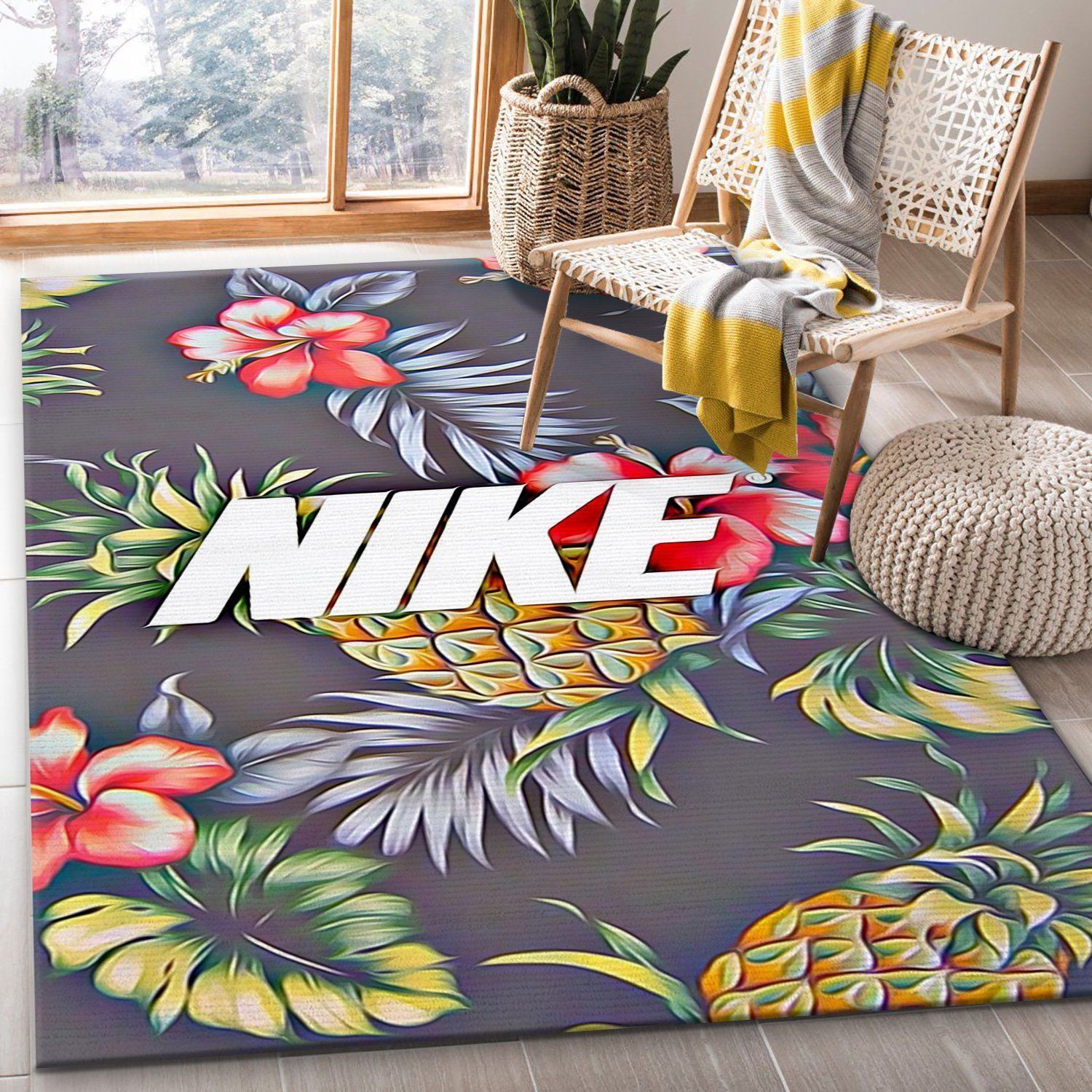 Nike Flower Rug Living Room Rug US Gift Decor - Indoor Outdoor Rugs