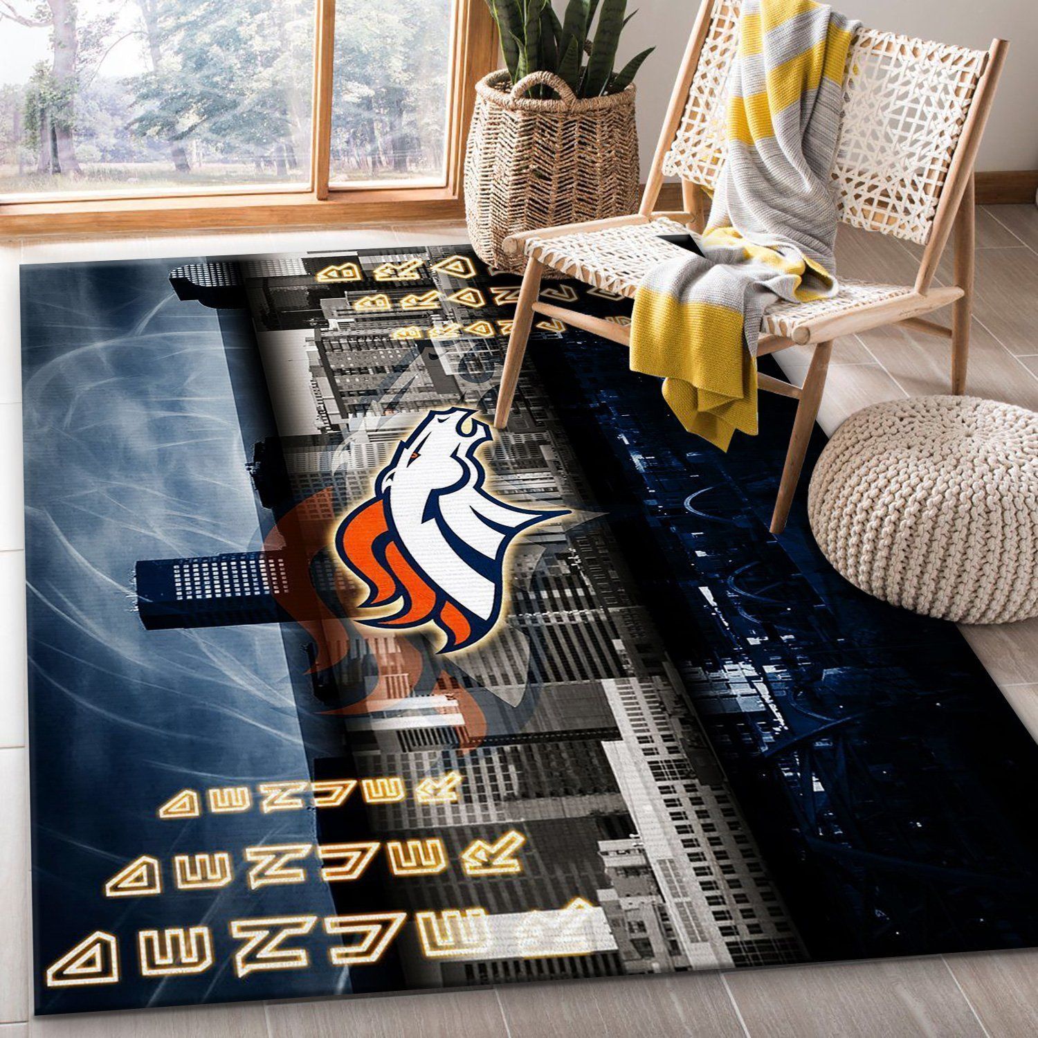 Denver Broncos Nfl Area Rug Living Room Rug Home Decor Floor Decor - Indoor Outdoor Rugs