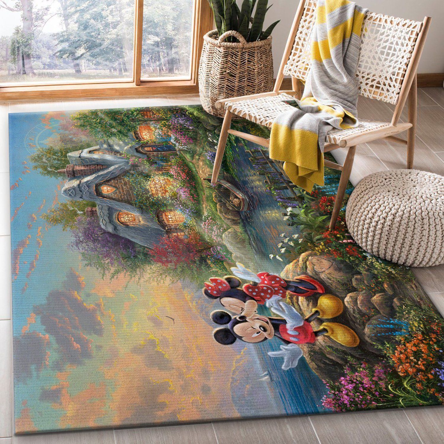 Mickey And Minnie Sweetheart Cove Area Rug For Christmas Bedroom Rug US Gift Decor - Indoor Outdoor Rugs