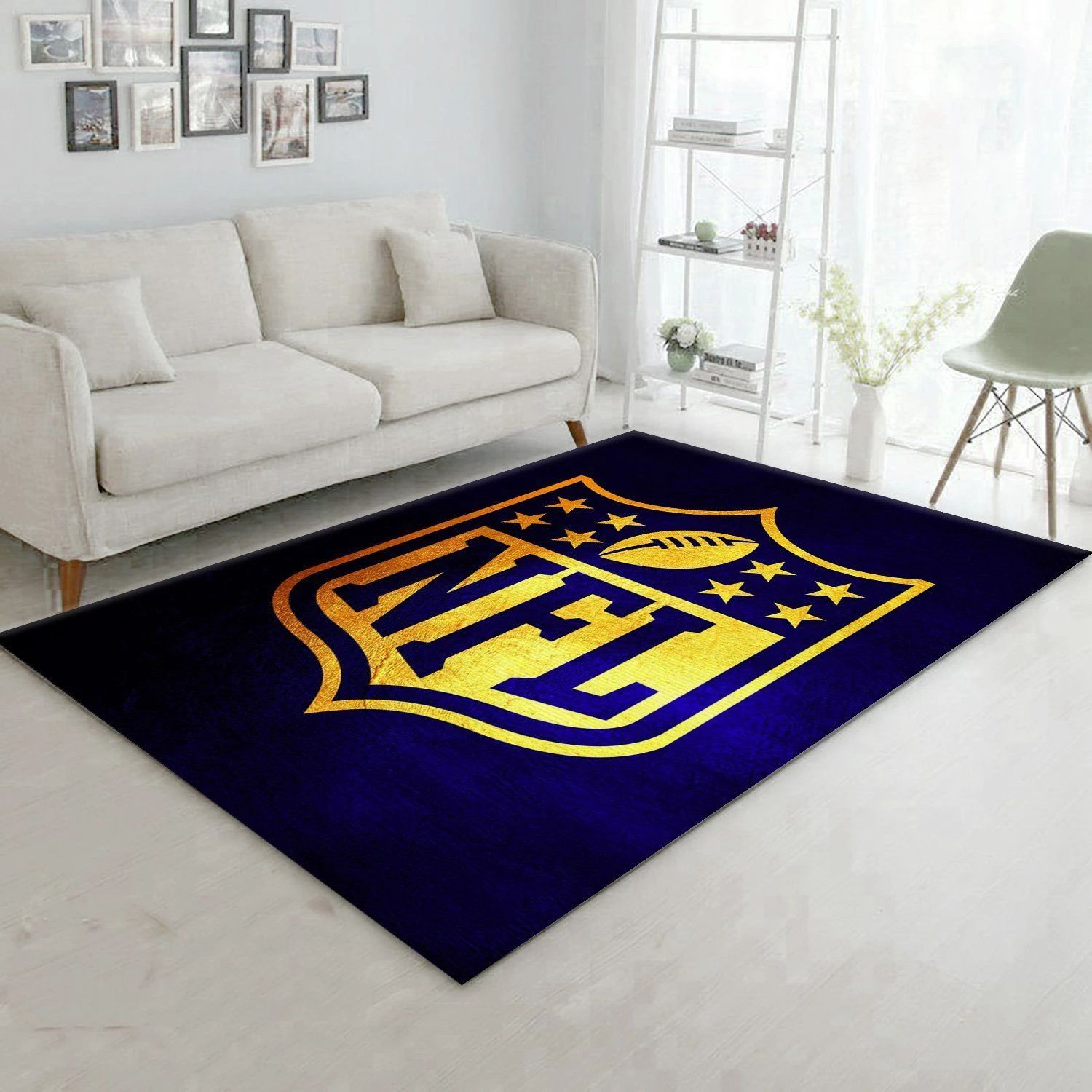 Nfl Blue And Gold NFL Area Rug Carpet, Living room and bedroom Rug, Home US Decor - Indoor Outdoor Rugs