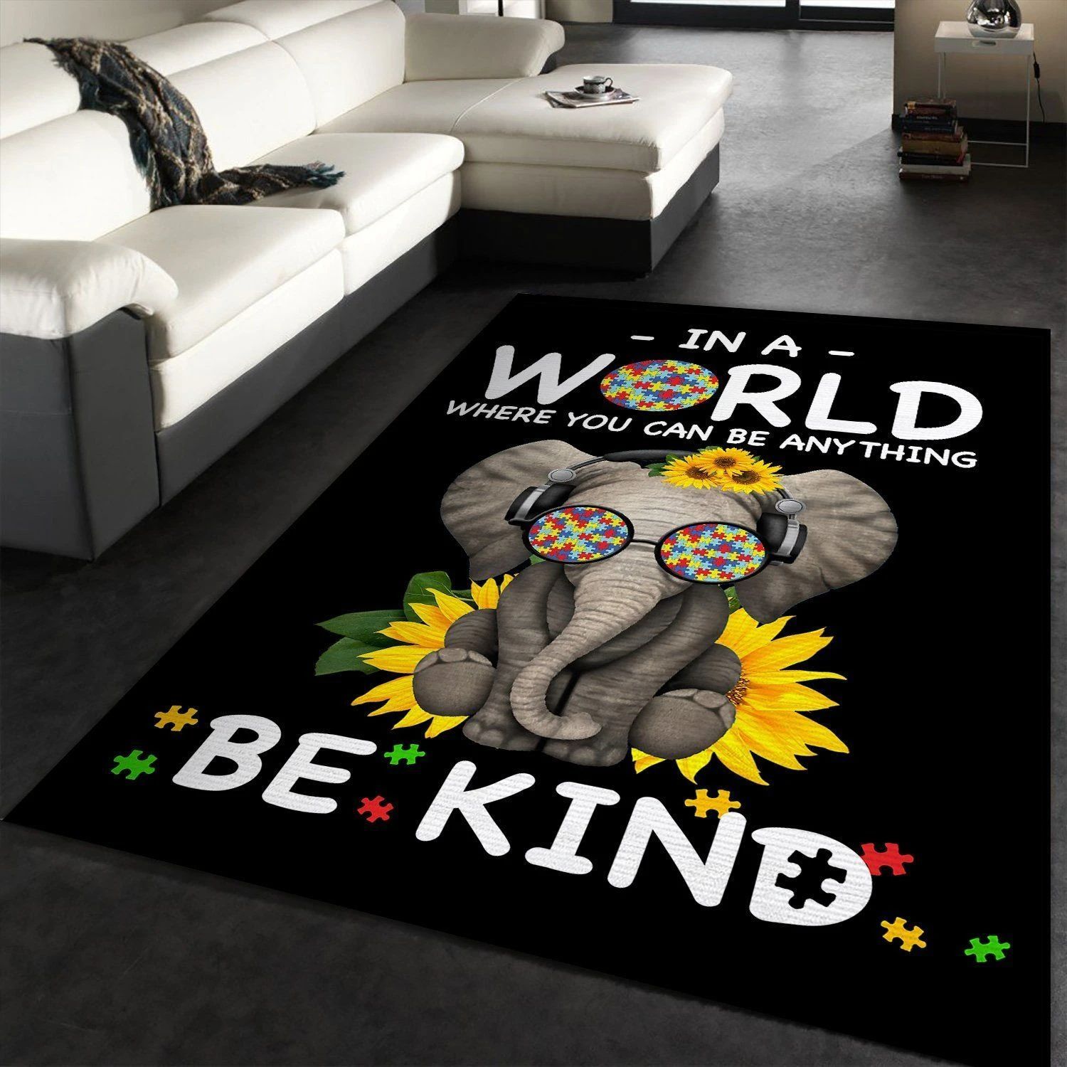 Autism Elephant Area Rug Geeky Carpet Floor Decor - Indoor Outdoor Rugs