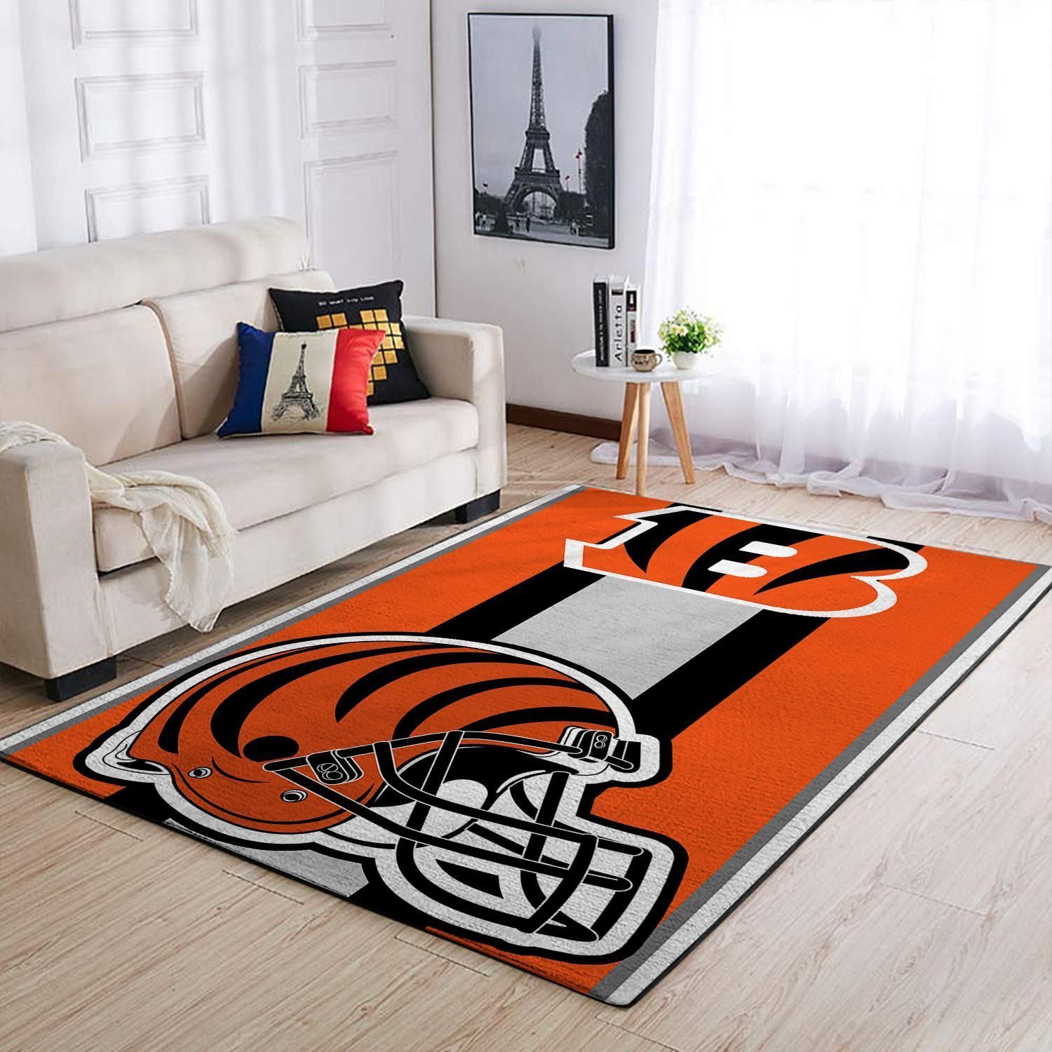 Cincinnati Bengals Nfl Team Logo Helmet Nice Gift Home Decor Rectangle Area Rug - Indoor Outdoor Rugs