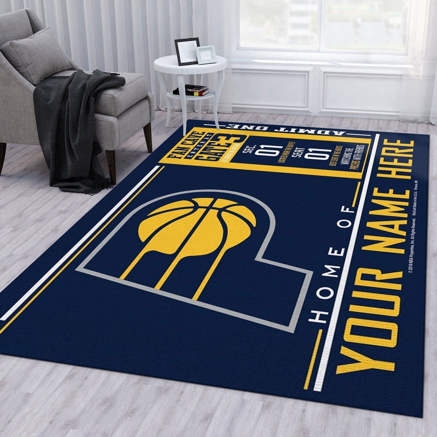 Customizable Indiana Pacers Wincraft Personalized NBA Area Rug For Christmas Living Room Rug Home US Decor - Indoor Outdoor Rugs