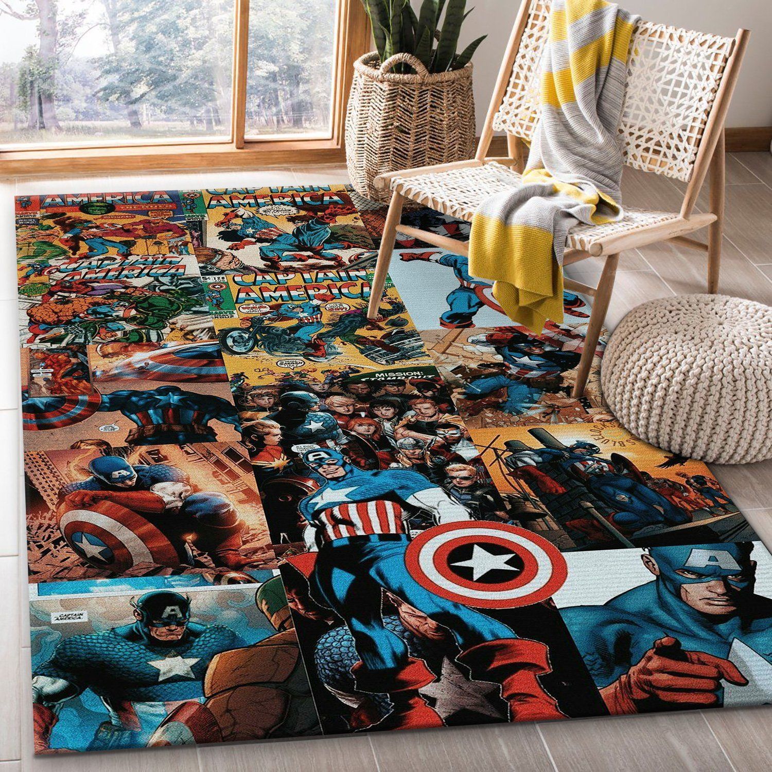 Captain America Area Rug 19091805 Marvel Superhero Floor Decor The US Decor - Indoor Outdoor Rugs