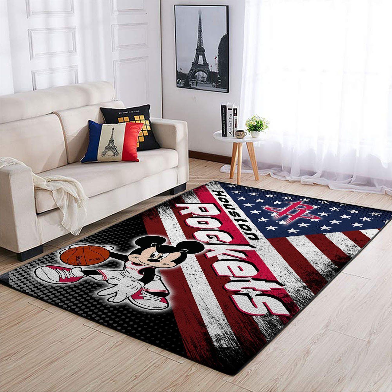 Houston Rockets Nba Team Logo Mickey Us Style Nice Gift Home Decor Rectangle Area Rug - Indoor Outdoor Rugs