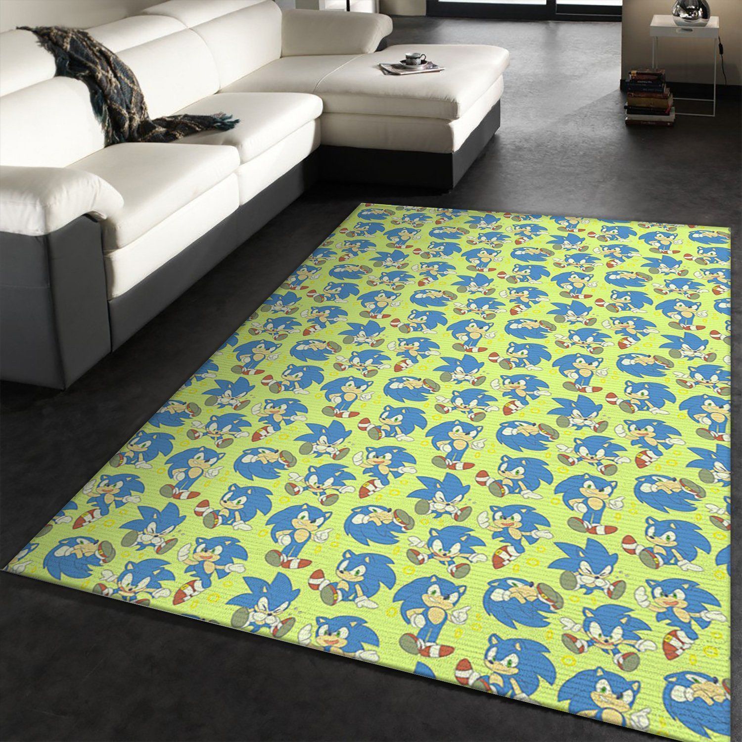 Sonic Green Background Area Rug, Kitchen Rug, US Gift Decor - Indoor Outdoor Rugs