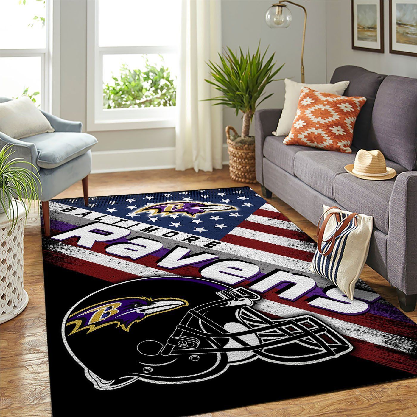 Baltimore Ravens Nfl Team Logo American Style Nice Gift Home Decor Rectangle Area Rug - Indoor Outdoor Rugs