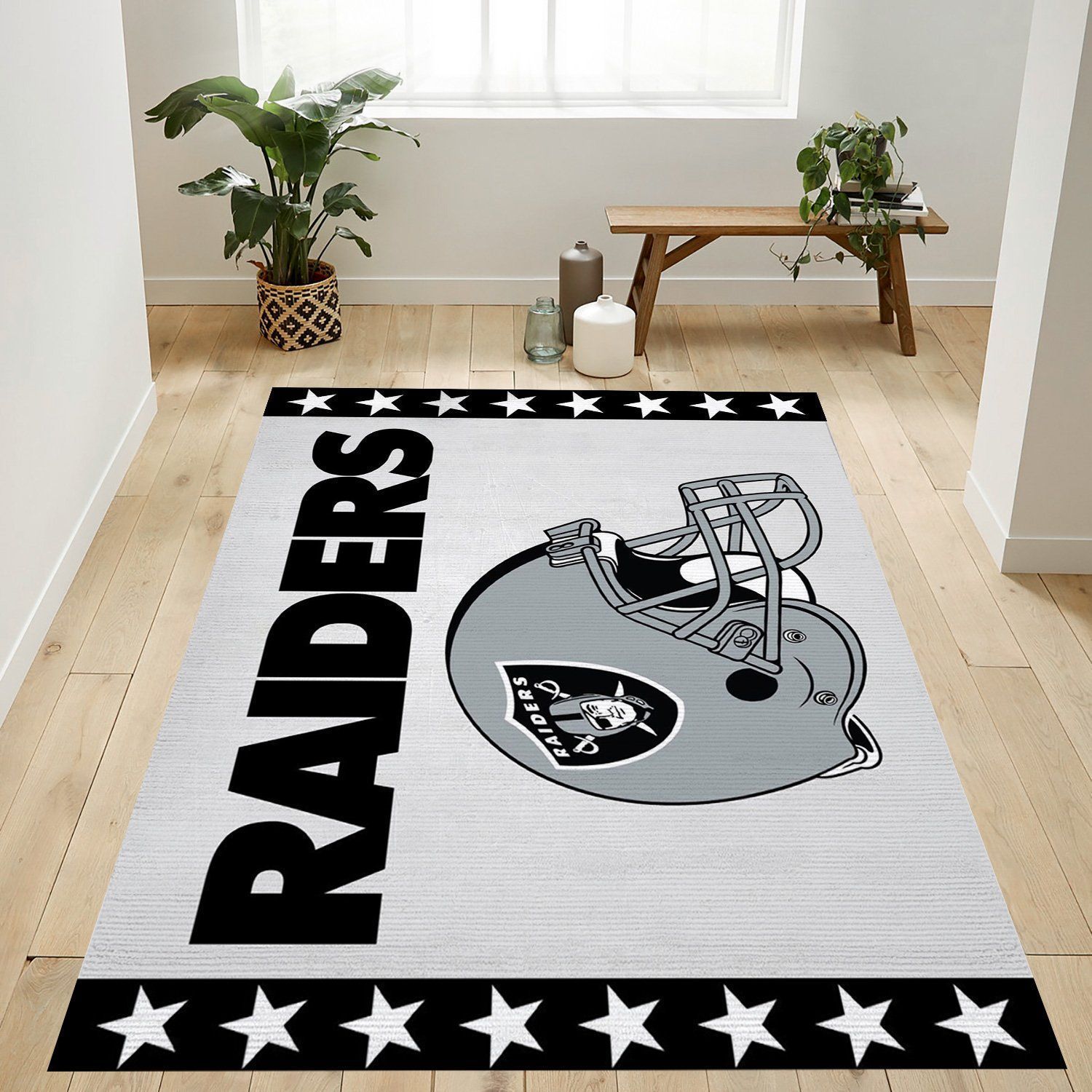 Oakland Raiders Helmet Nfl Area Rug Bedroom Rug US Gift Decor - Indoor Outdoor Rugs