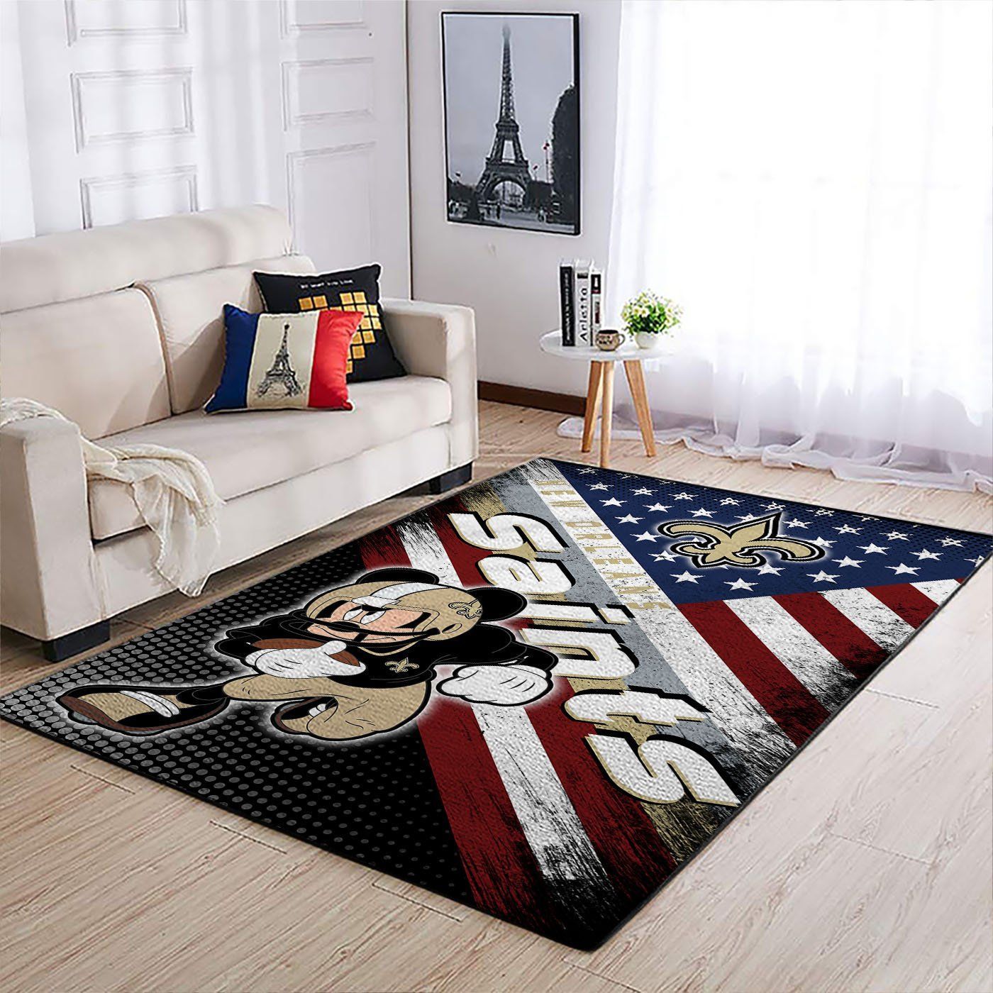 New Orleans Saints Nfl Team Logo Mickey Us Style Nice Gift Home Decor Area Rug Rugs For Living Room - Indoor Outdoor Rugs