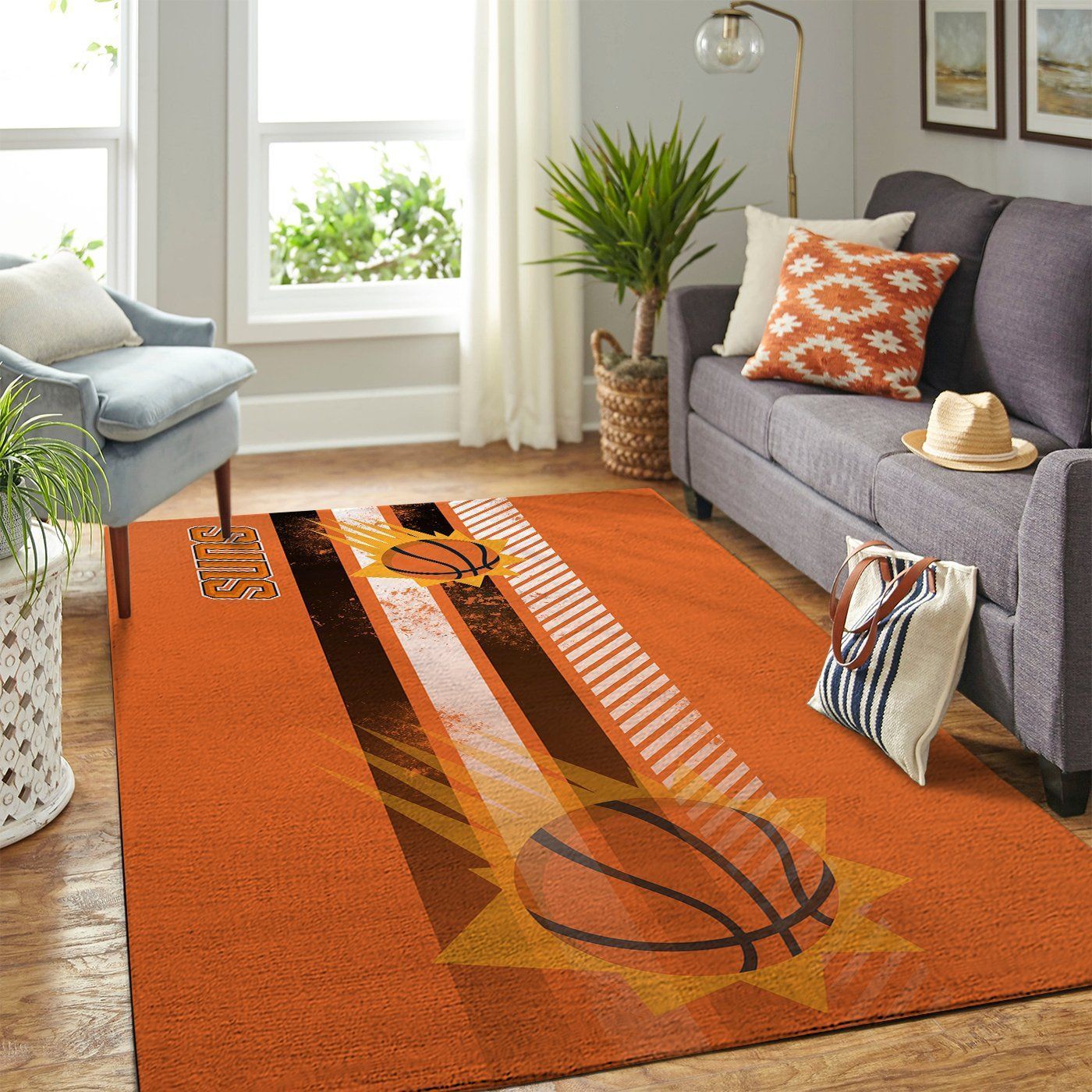 Phoenix Suns Nba Team Logo Nice Gift Home Decor Rectangle Area Rug - Indoor Outdoor Rugs