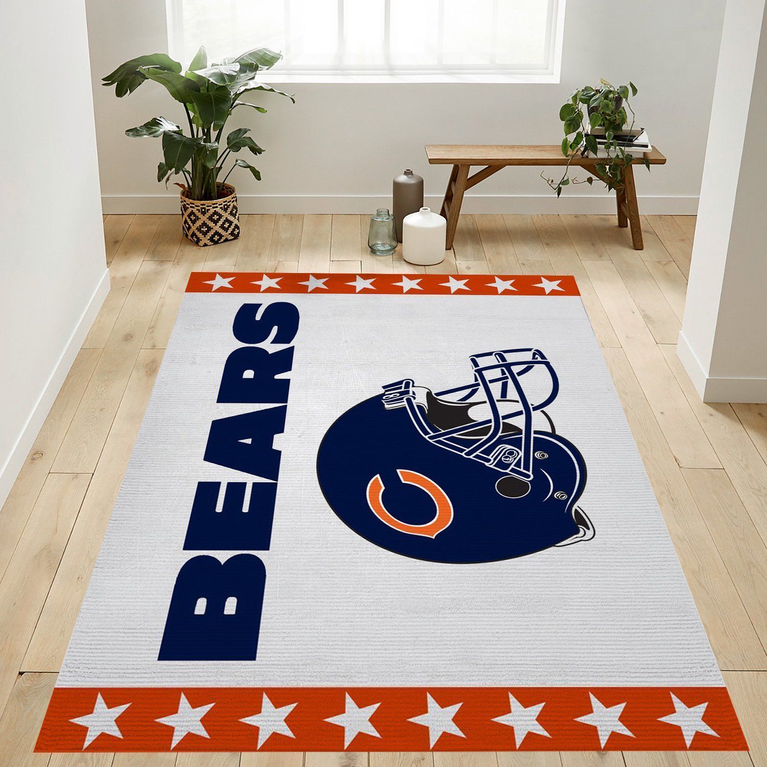 Chicago Bears Helmet Nfl Logo Area Rug For Gift Bedroom Rug US Gift Decor - Indoor Outdoor Rugs