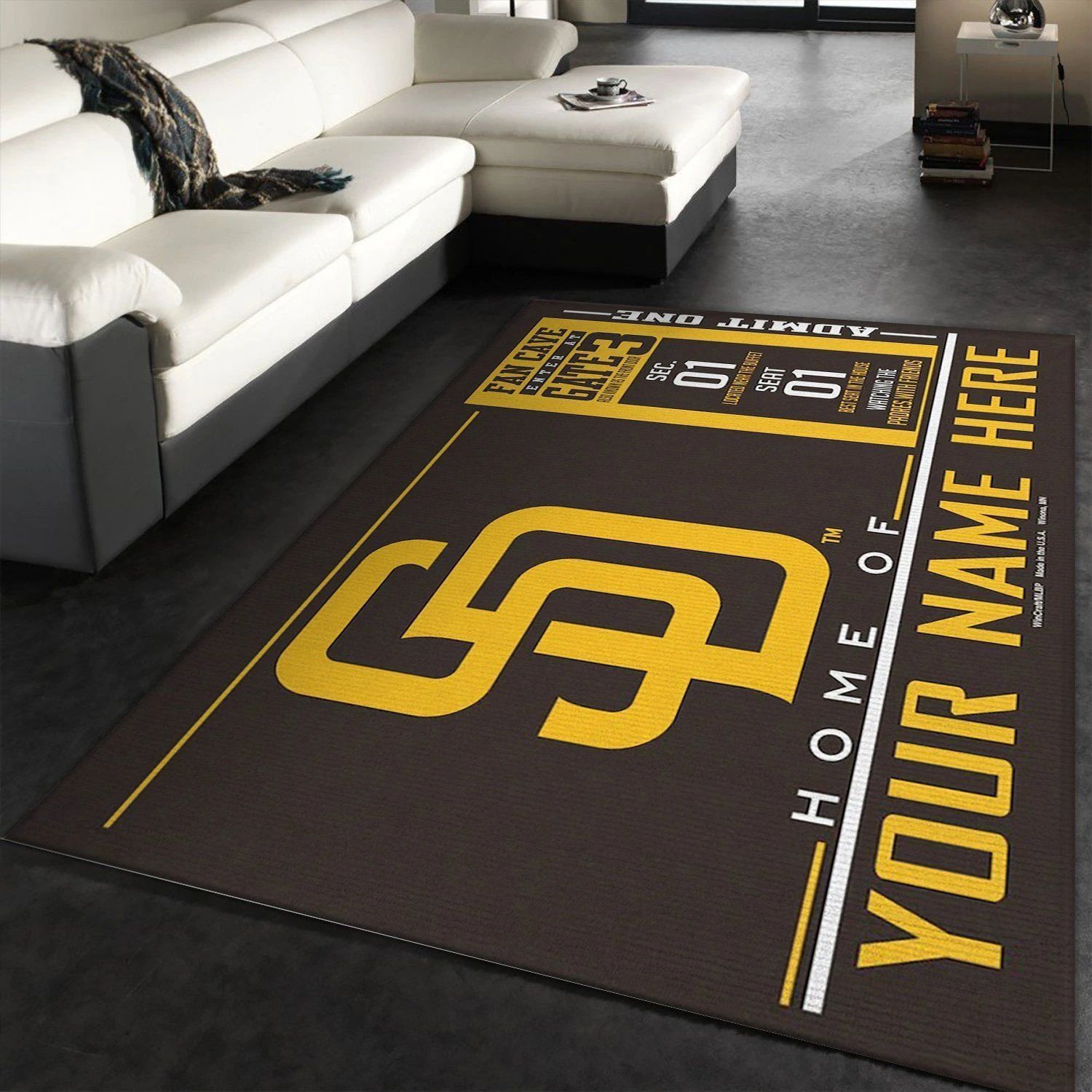 Customizable San Diego Padres Wincraft Personalized Area Rug Carpet, Living room and bedroom Rug, Home US Decor - Indoor Outdoor Rugs