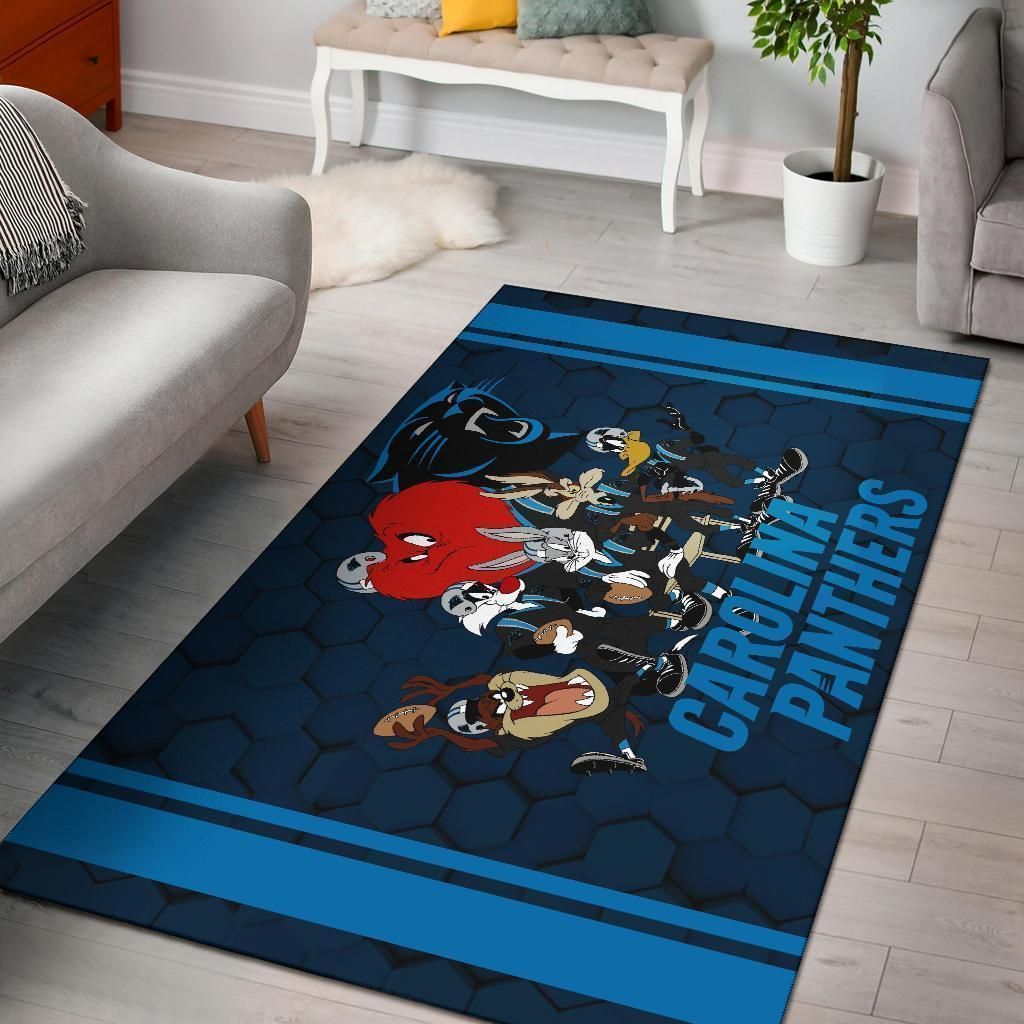 Looney Tunes Panthers Team Rug Area Football Carpet Fan - Indoor Outdoor Rugs