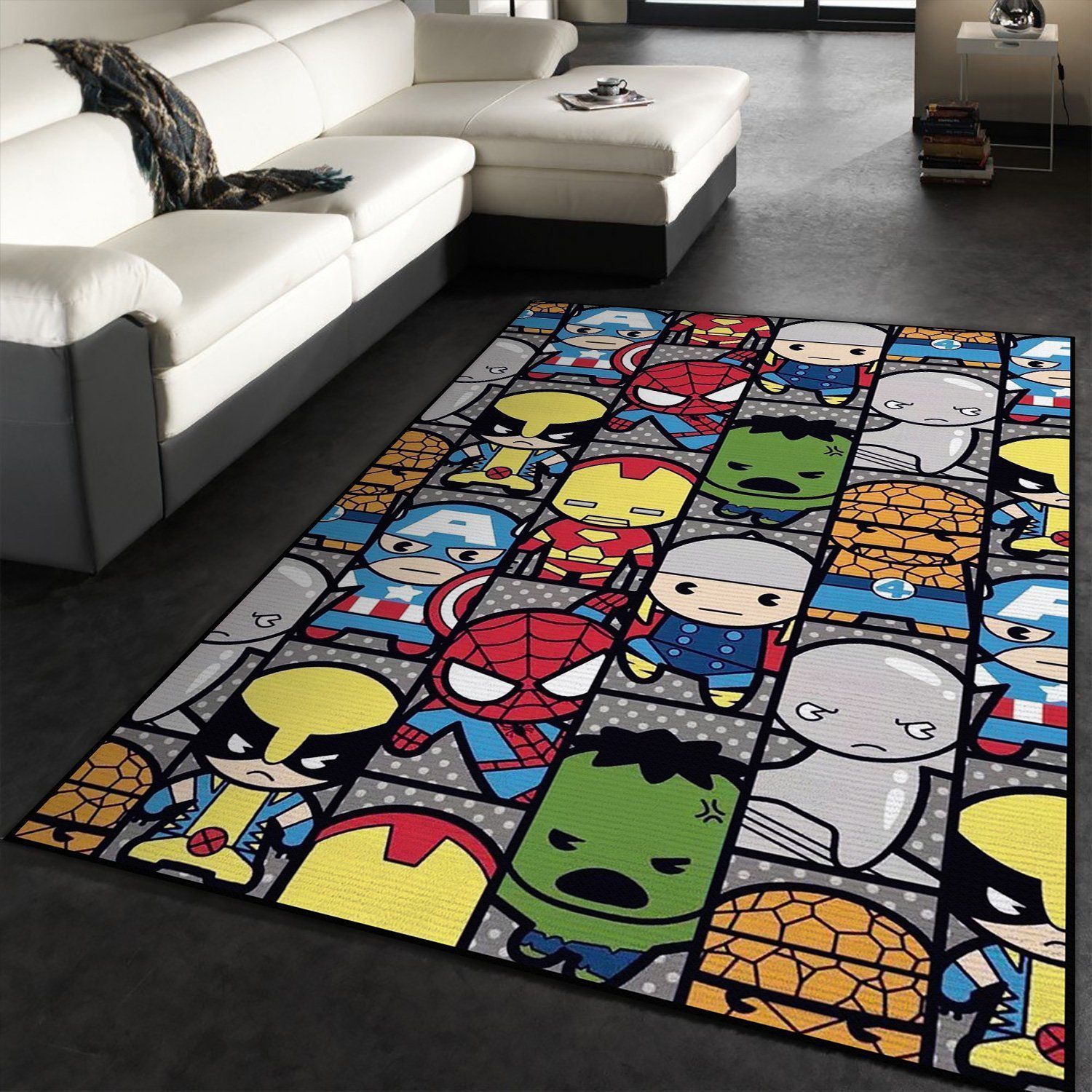 Avengers chibi cute pattern Area Rug Geeky Carpet home decor Bedroom Living Room decor - Indoor Outdoor Rugs