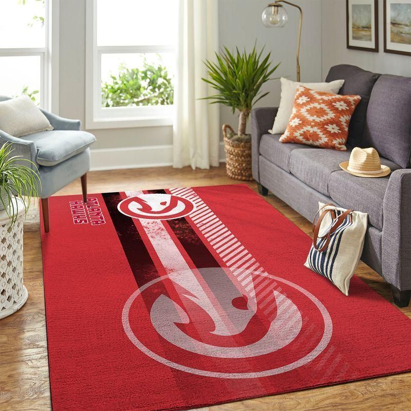 Atlanta Hawks Nba Team Logo Rug Room Carpet Custom Area Floor Home Decor - Indoor Outdoor Rugs