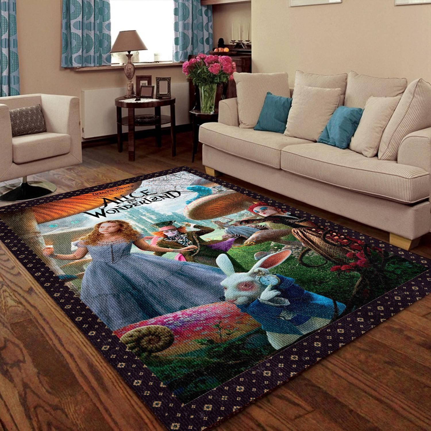 Alice In The Wonderland Poster Disney Mad Hatter Colorful Living Room Area Rug Carpet, Kitchen Rug, US Gift Decor - Indoor Outdoor Rugs