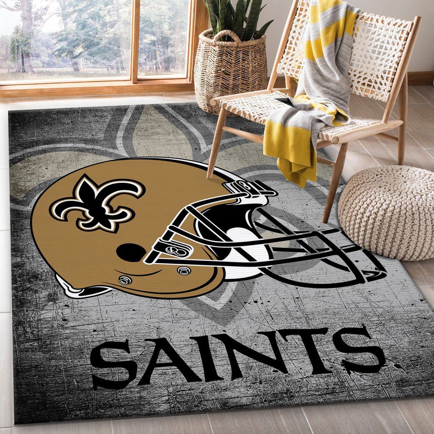 New Orleans Saints Helmet Nfl Rug Living Room Rug Home Decor Floor Decor - Indoor Outdoor Rugs