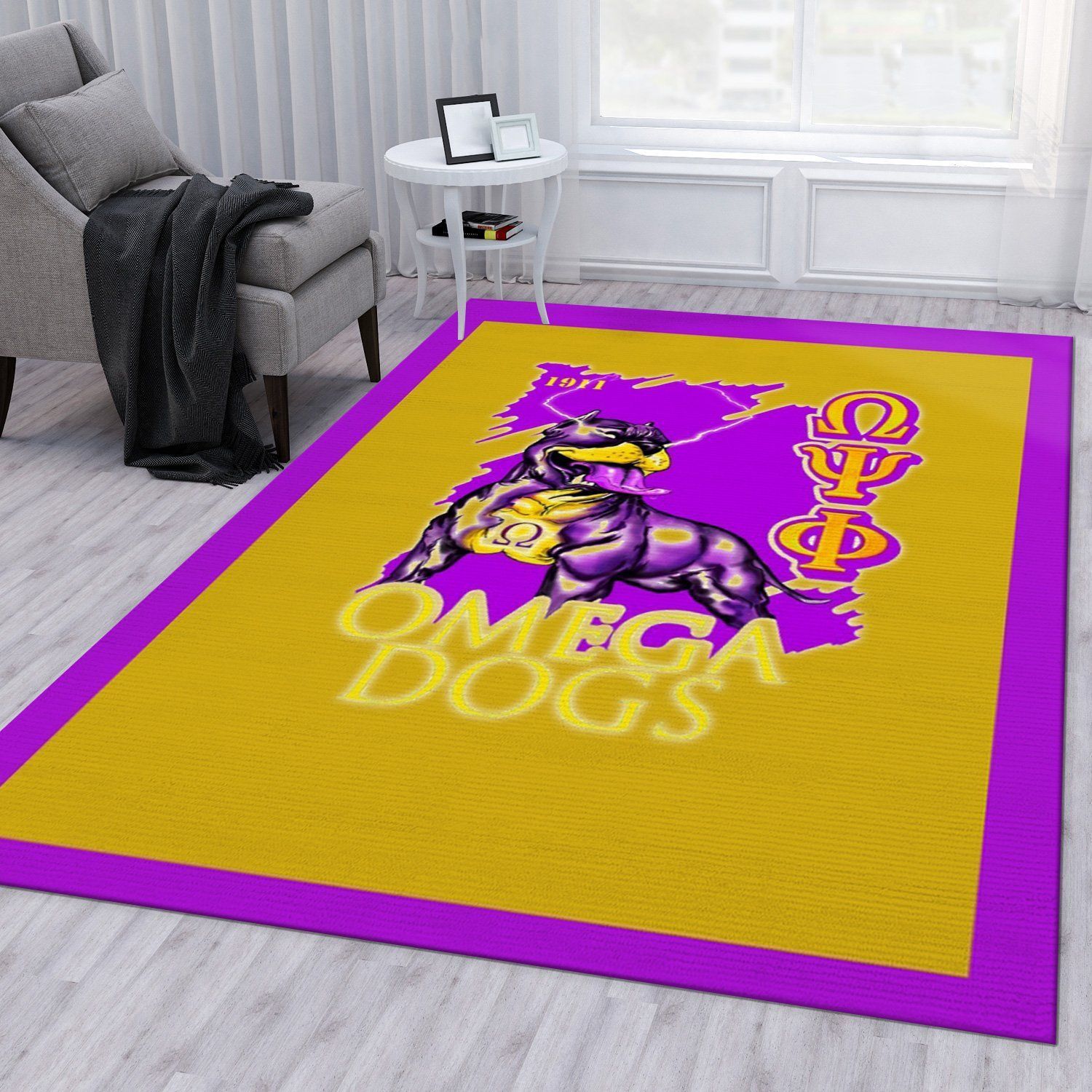 Omega Psi Phi Icon Ver1 Rug Bedroom Rug US Gift Decor - Indoor Outdoor Rugs