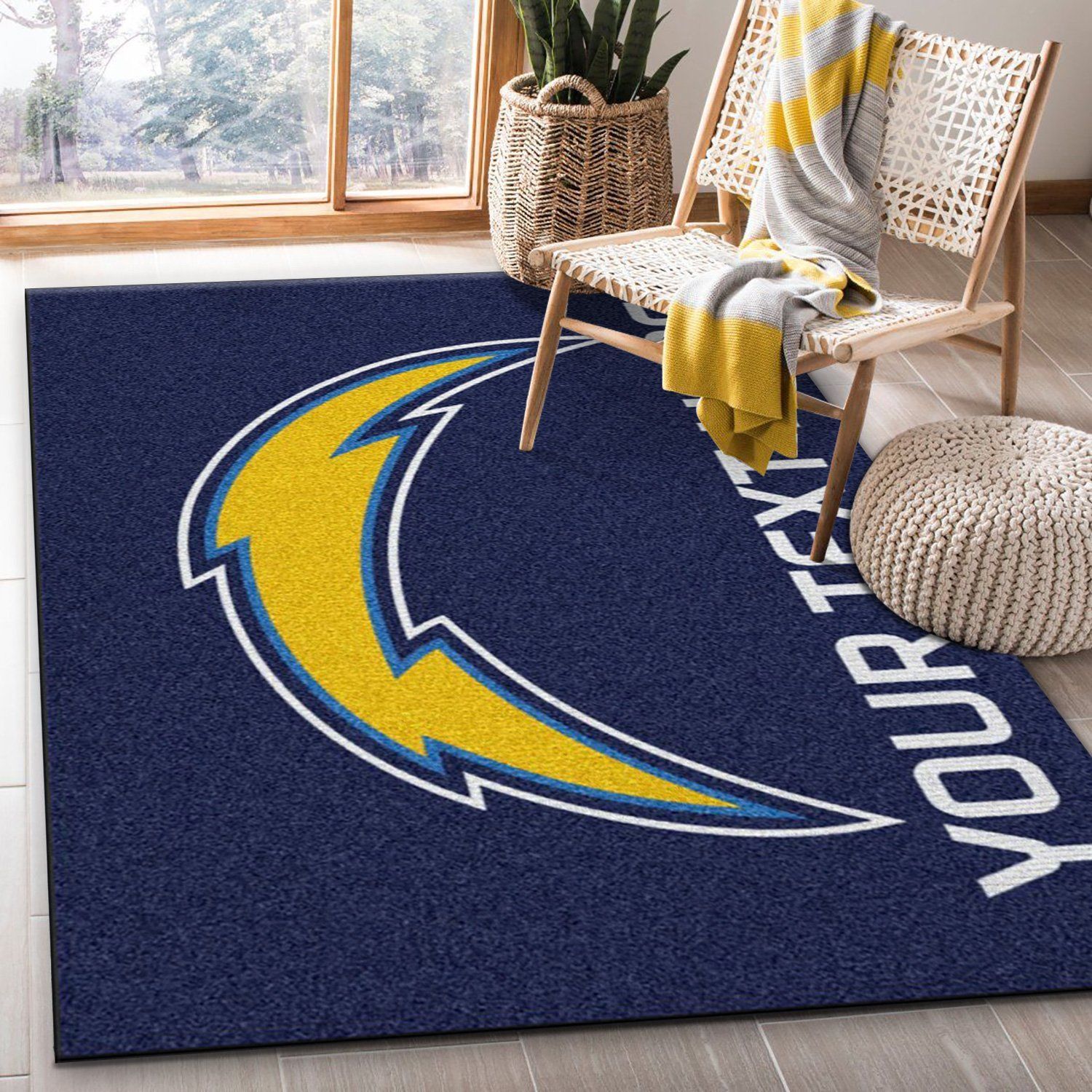 Customizable Los Angeles Chargers Personalized Accent Rug NFL Team Logos Area Rug, Living Room Rug - Indoor Outdoor Rugs