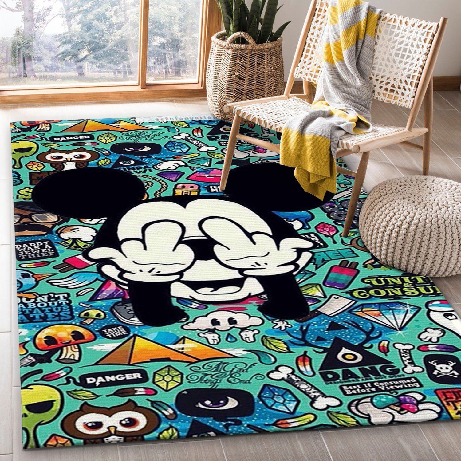 Mickey Mouse Supreme Area Rug, Bedroom, Floor Decor - Indoor Outdoor Rugs