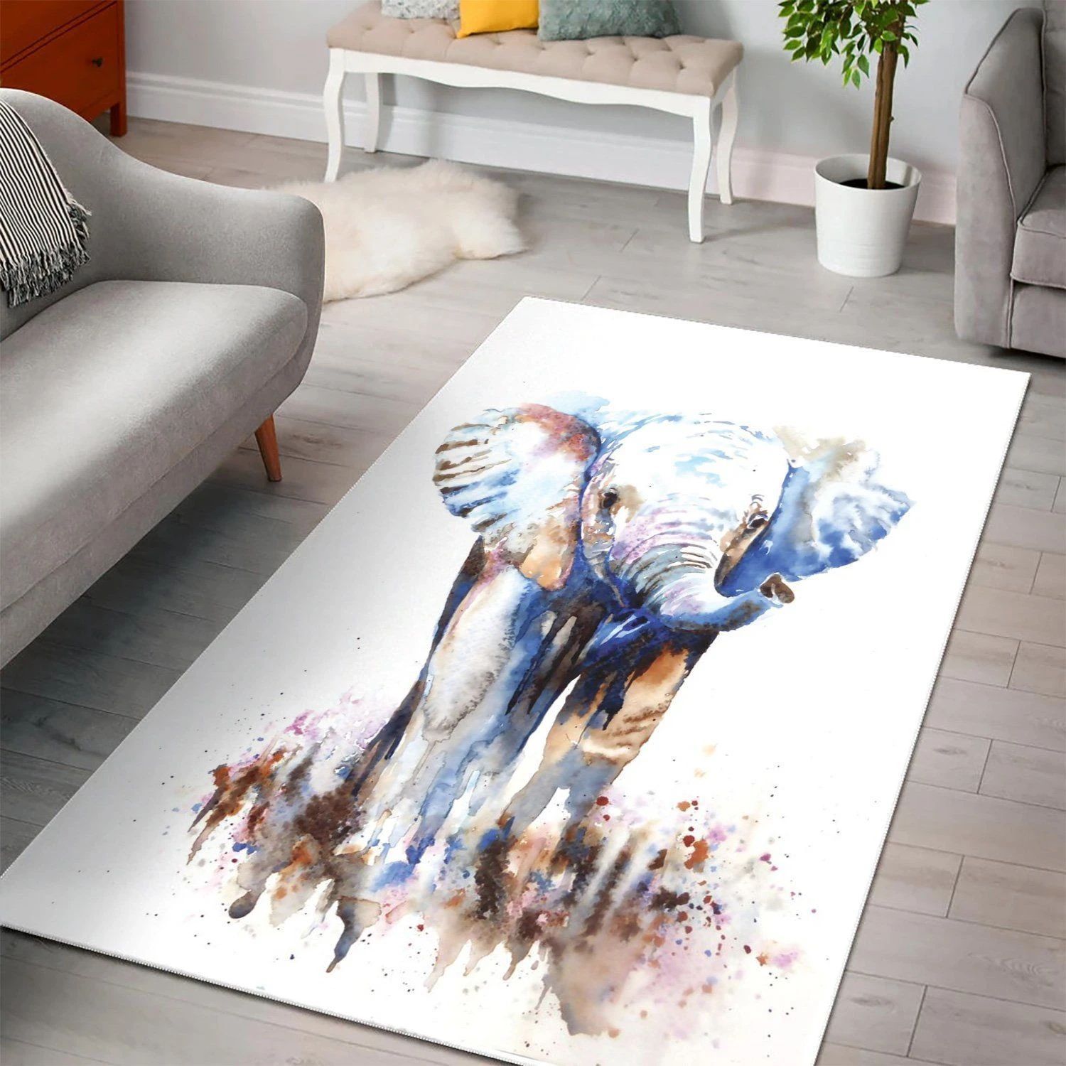 Baby Elephant Area Rug , Room Decor, Floor Decor Home Decor - Indoor Outdoor Rugs