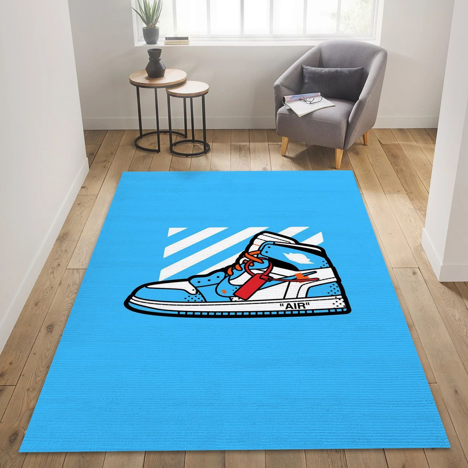 Offwhite Unc Jordan 1 Fashion Brand Area Rug, Bedroom Rug - US Decor - Indoor Outdoor Rugs