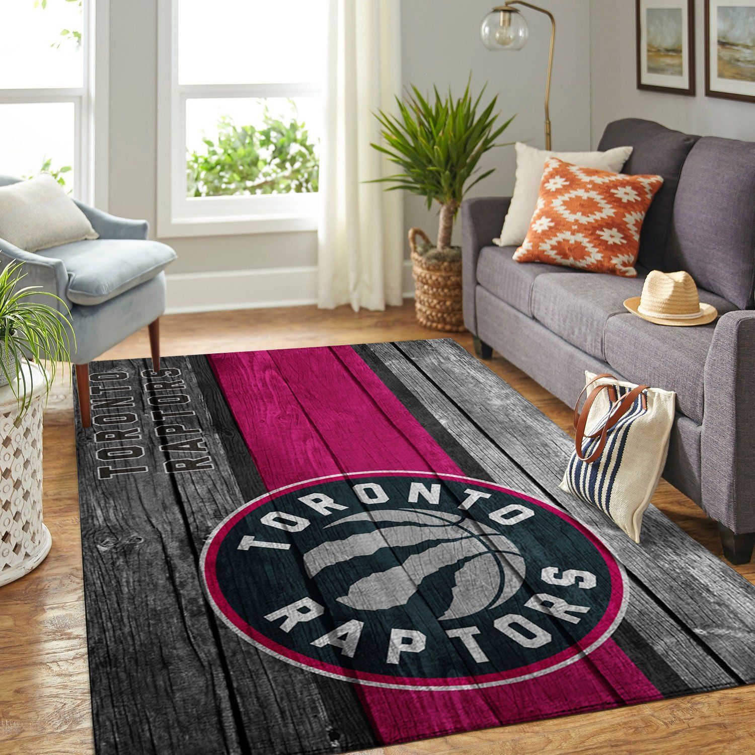 Toronto Raptors Nba Team Logo Wooden Style Nice Gift Home Decor Rectangle Area Rug - Indoor Outdoor Rugs