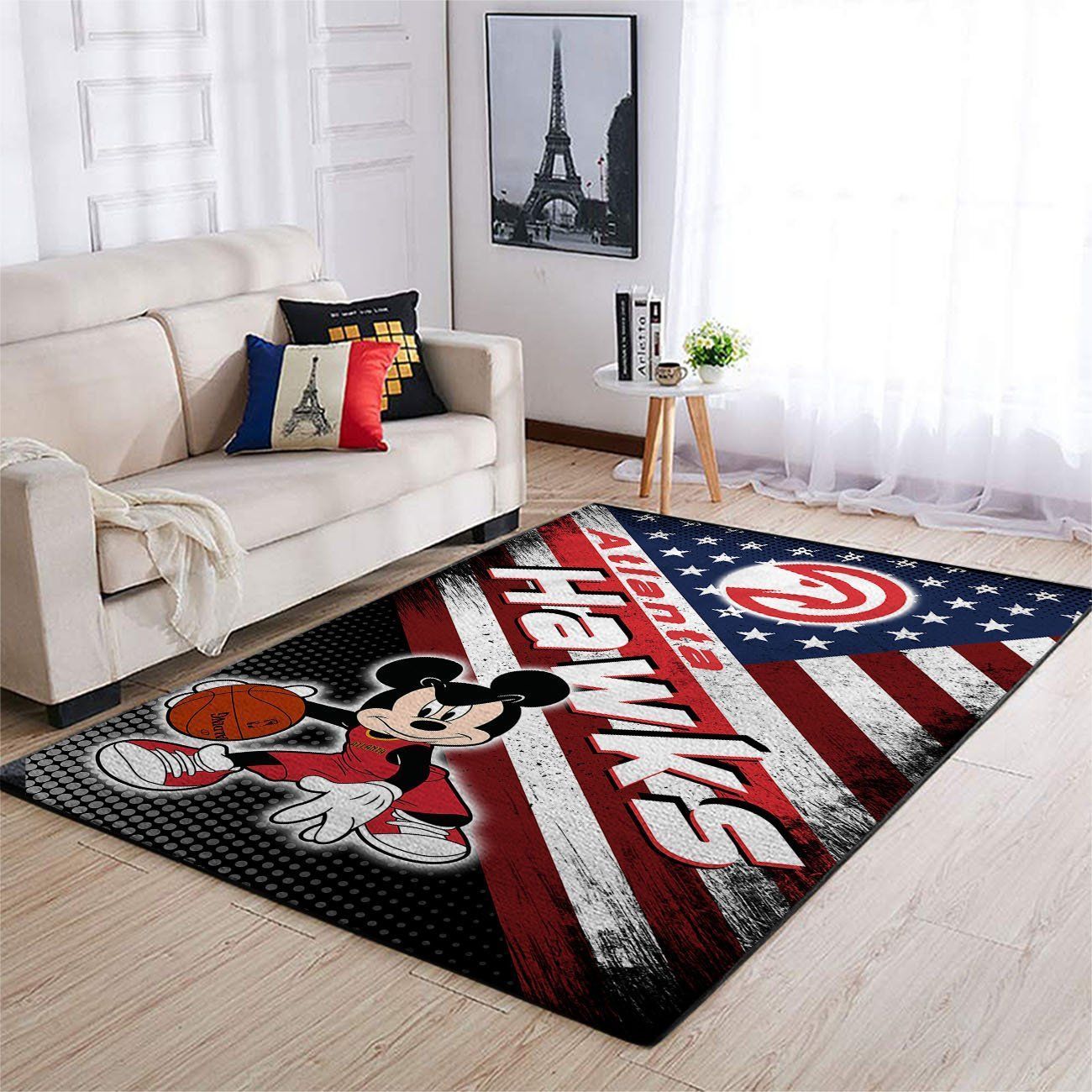 Atlanta Hawks Nba Team Logo Mickey Us Style Nice Gift Home Decor Rectangle Area Rug - Indoor Outdoor Rugs