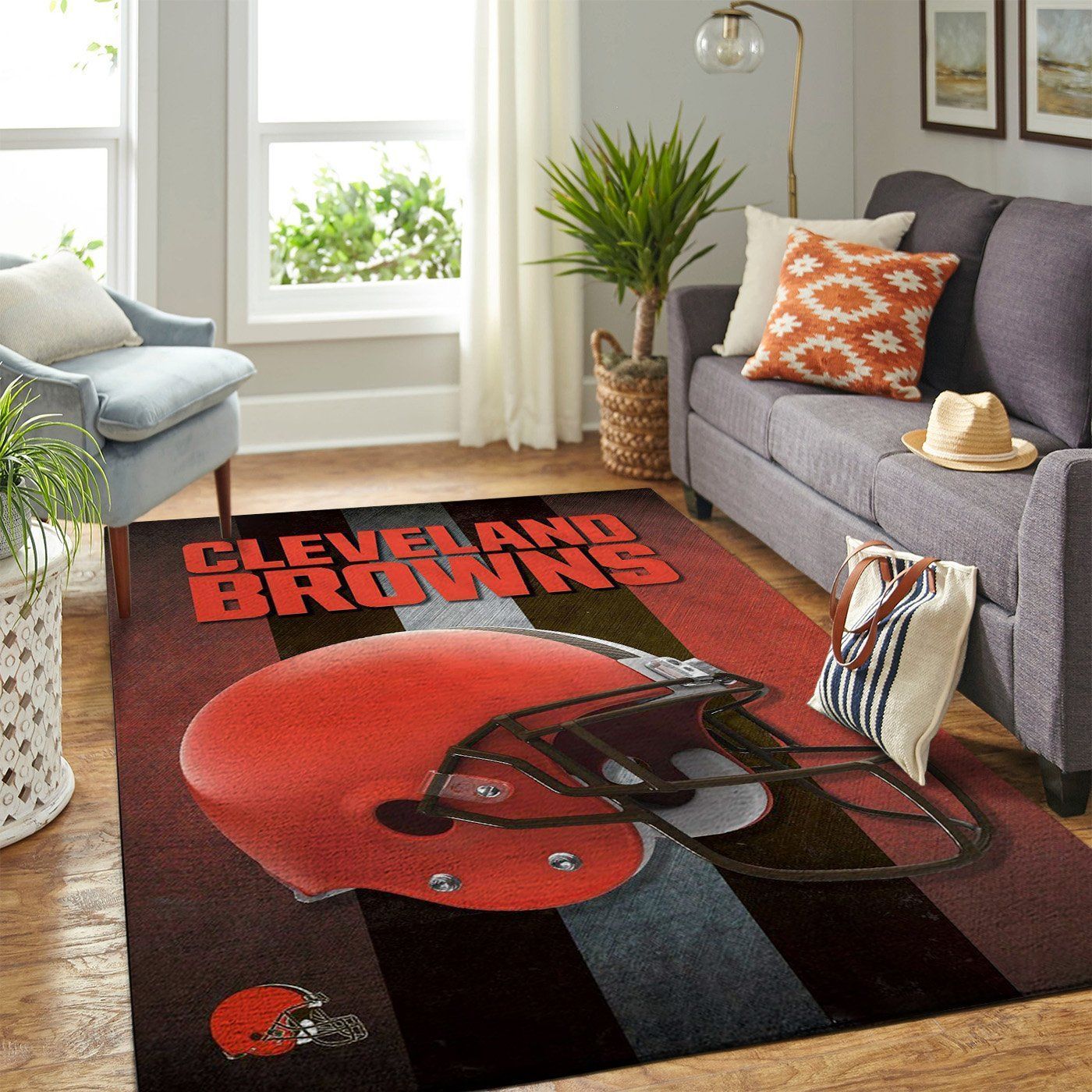 Cleveland Browns Nfl Team Logo Helmet Style Nice Gift Home Decor Rectangle Area Rug - Indoor Outdoor Rugs