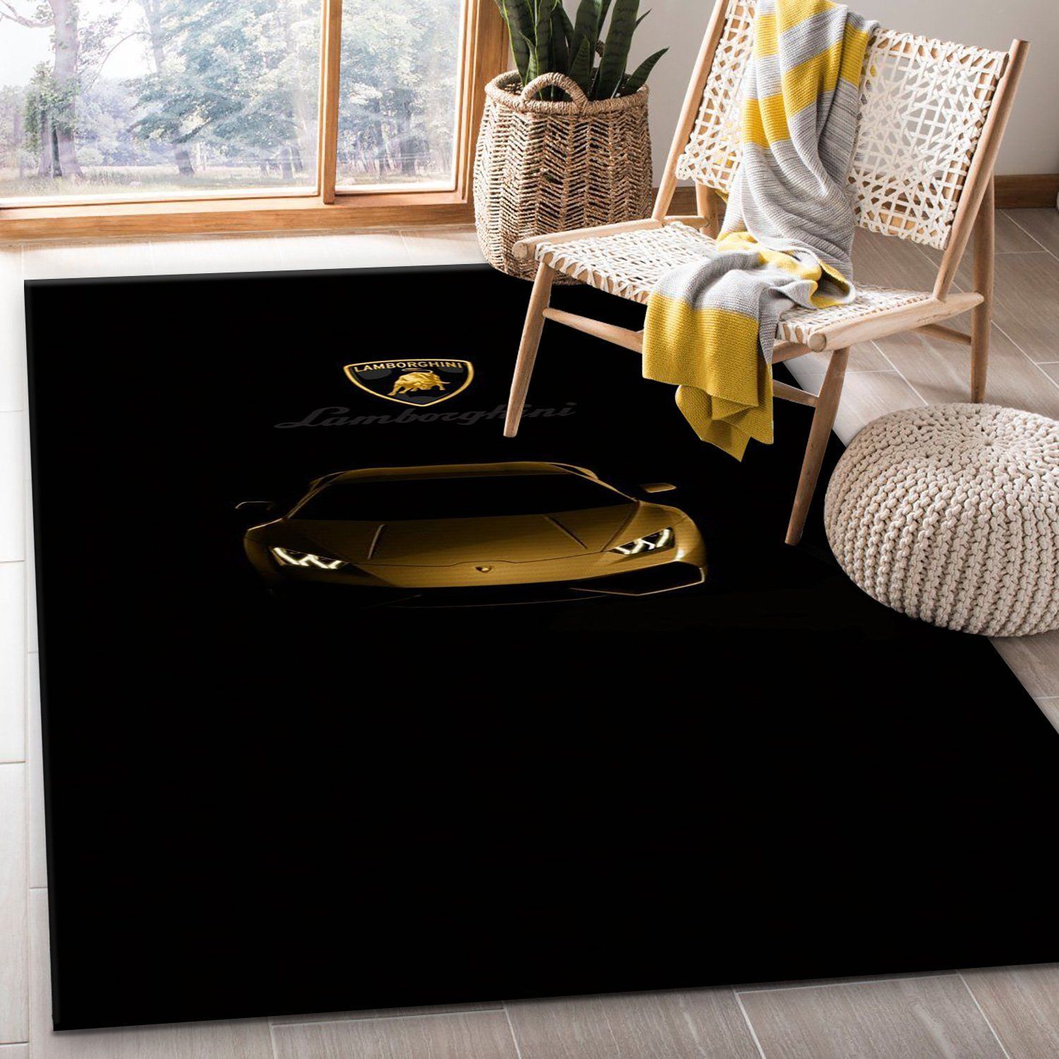 Lamborghini Gold Rug Bedroom Rug Christmas Gift US Decor - Indoor Outdoor Rugs