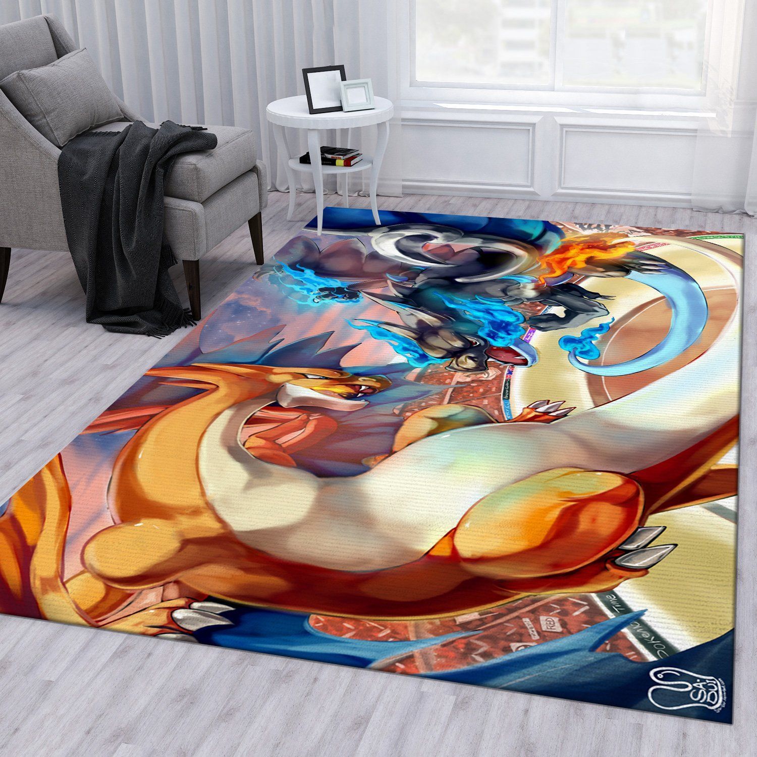 Pokemon Dragon Anime Rug Bedroom Rug Home Decor Floor Decor - Indoor Outdoor Rugs