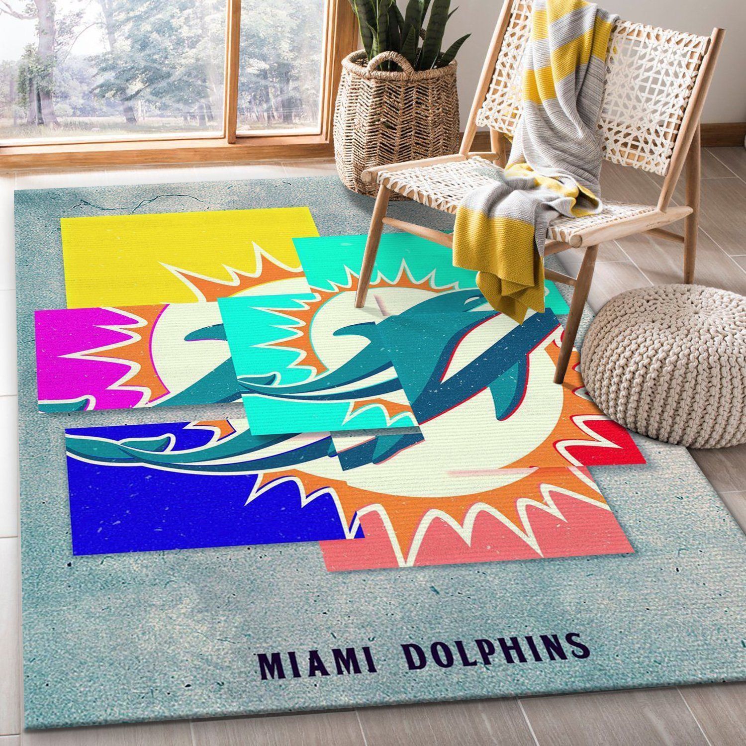 Miami Dolphins NFL Area Rug Living Room Rug Home Decor Floor Decor - Indoor Outdoor Rugs