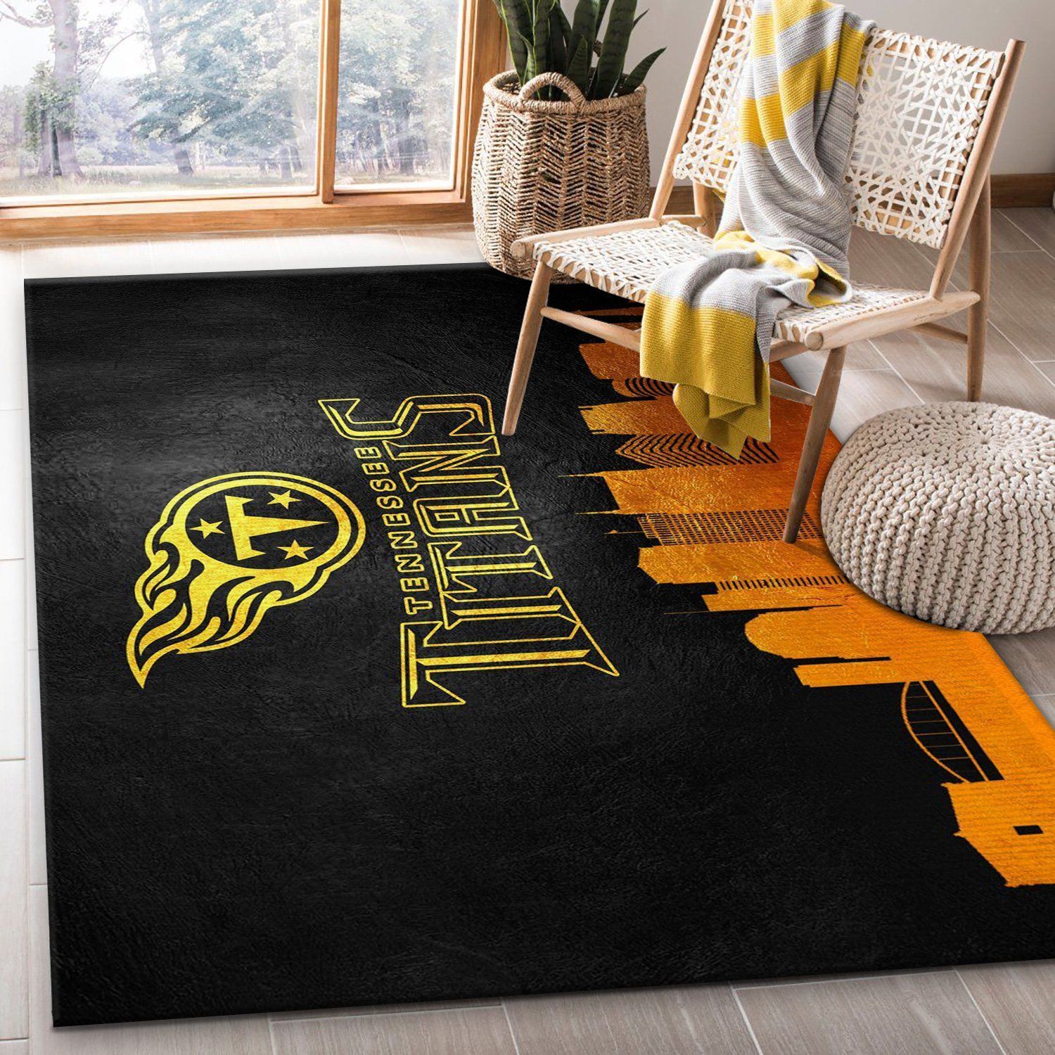 Tennessee Titans Skyline NFL Area Rug, Bedroom, Home US Decor - Indoor Outdoor Rugs