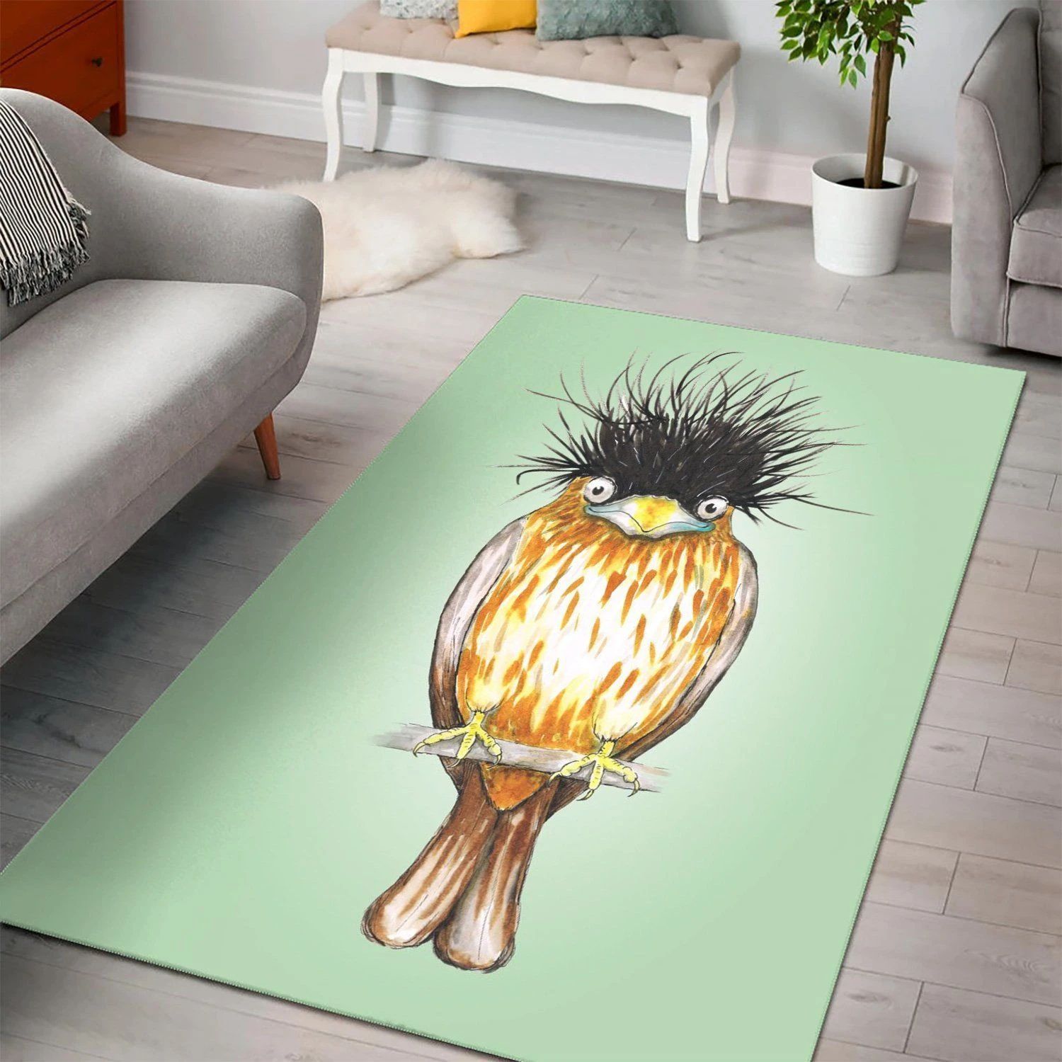 Brahminy Starling Living Room Area Rug, Room Decor, Floor Decor Home Decor - Indoor Outdoor Rugs